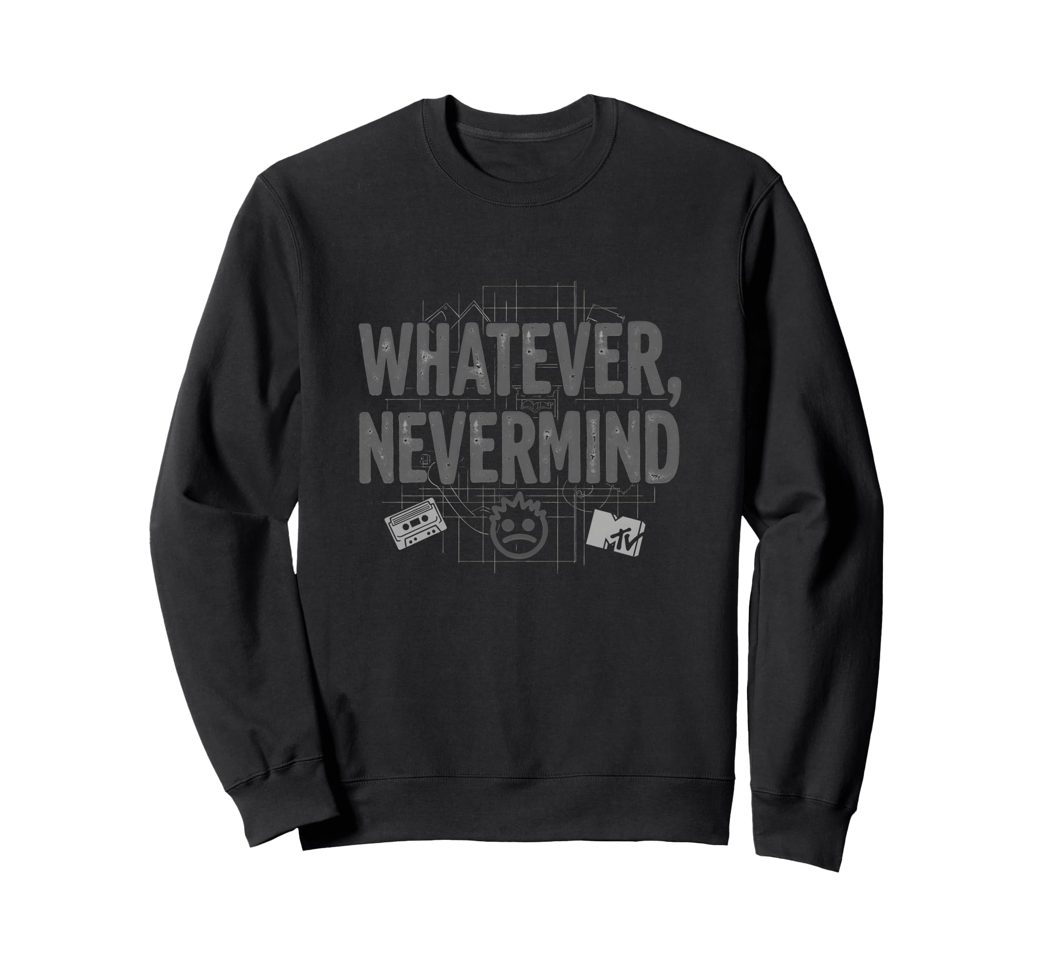 Whatever Nevermind Gen X Nostalgic Sweatshirt - Graphic Print for Adults - T-Shirt, Sweatshirt, Hoodie