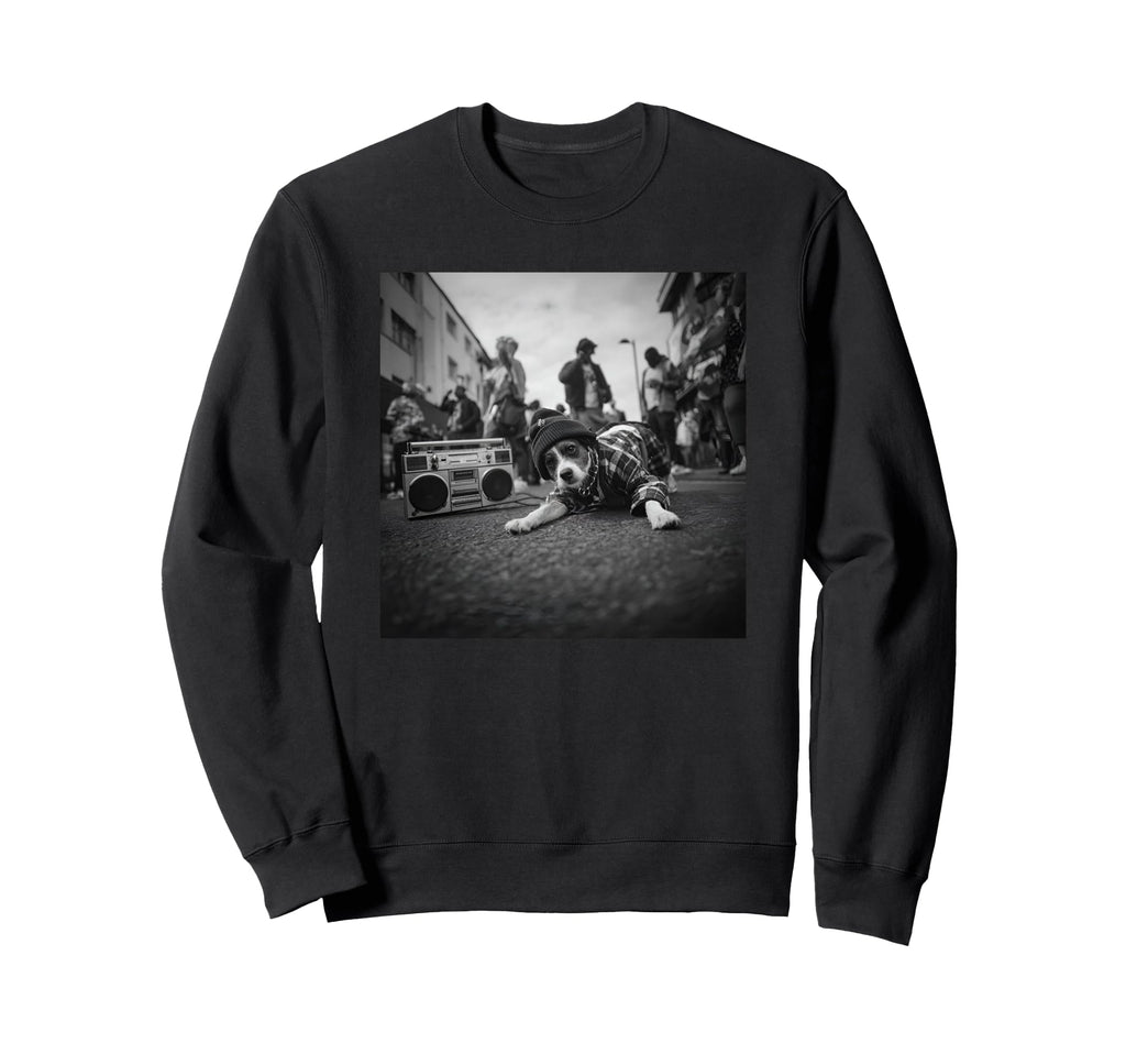 Old School Hip Hop Dog Breakdancing Sweatshirt - Minimalist Print Men Women - T-Shirt, Sweatshirt, Hoodie