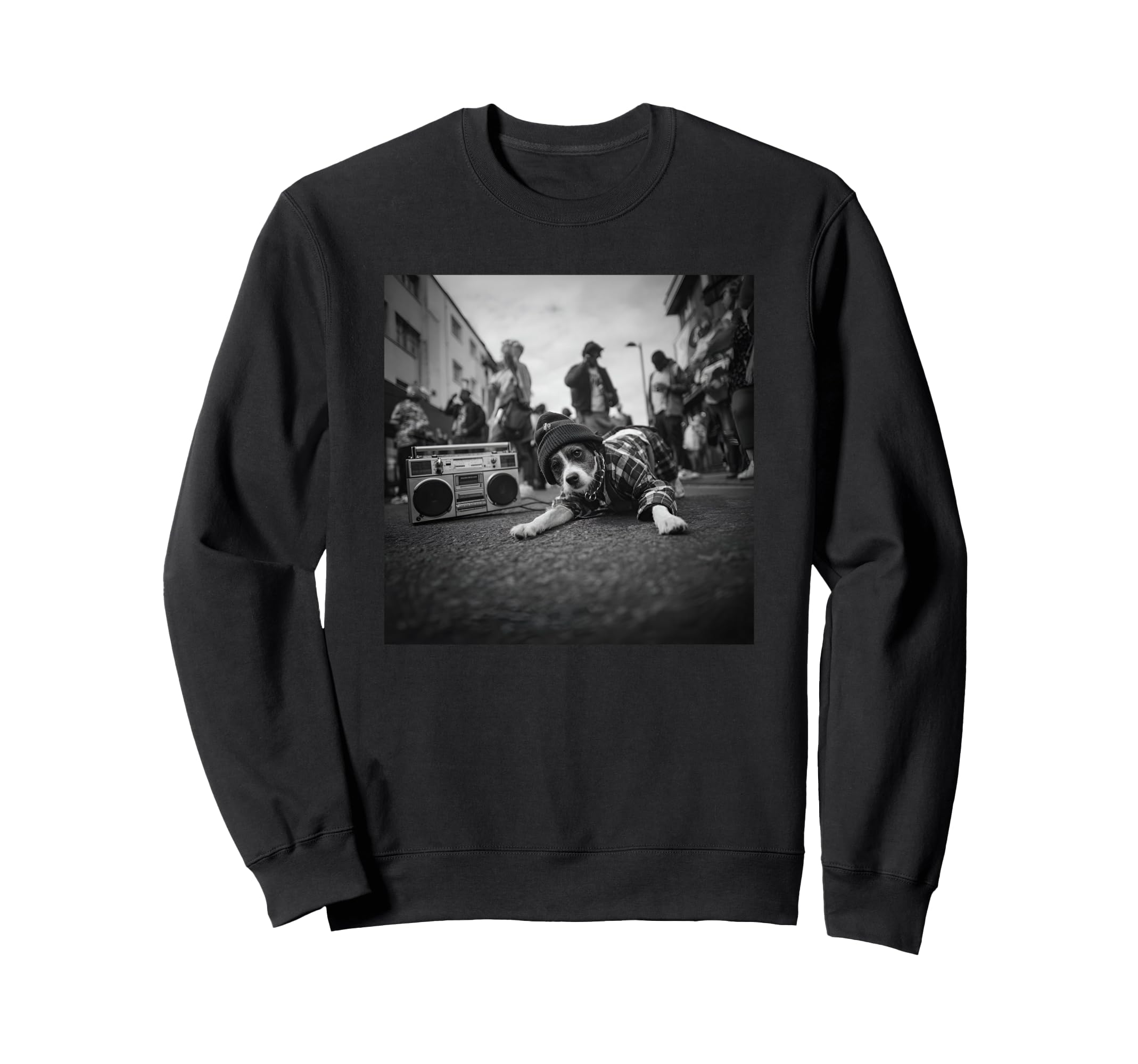 Old School Hip Hop Dog Breakdancing Sweatshirt - Minimalist Print Men Women - T-Shirt, Sweatshirt, Hoodie