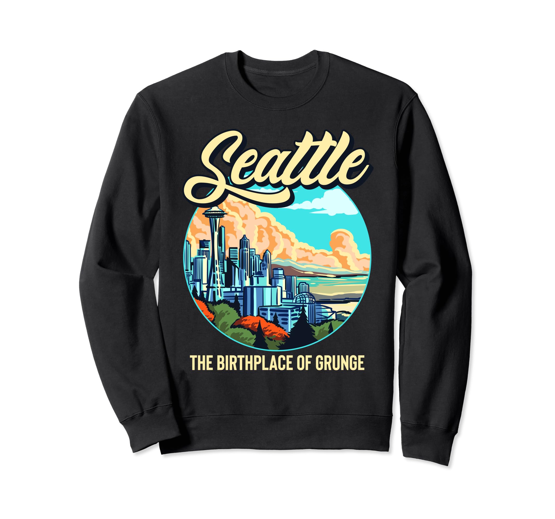 Seattle Birthplace Grunge Music Sweatshirt - Aesthetic Graphic for Adults - T-Shirt, Sweatshirt, Hoodie