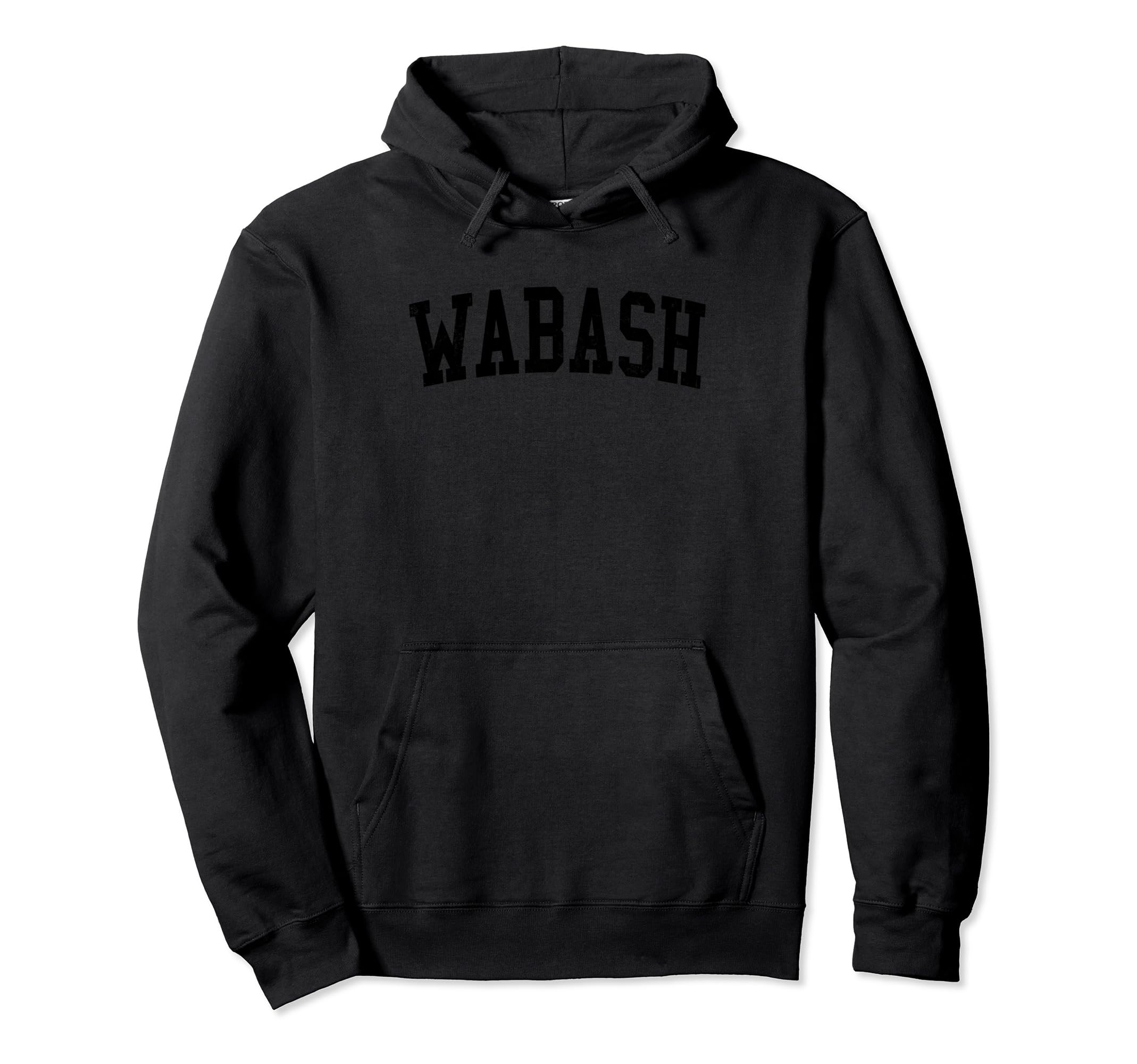 Wabash Distressed Black Varsity Hoodie - Casual Everyday Wear for Adults - T-Shirt, Sweatshirt, Hoodie