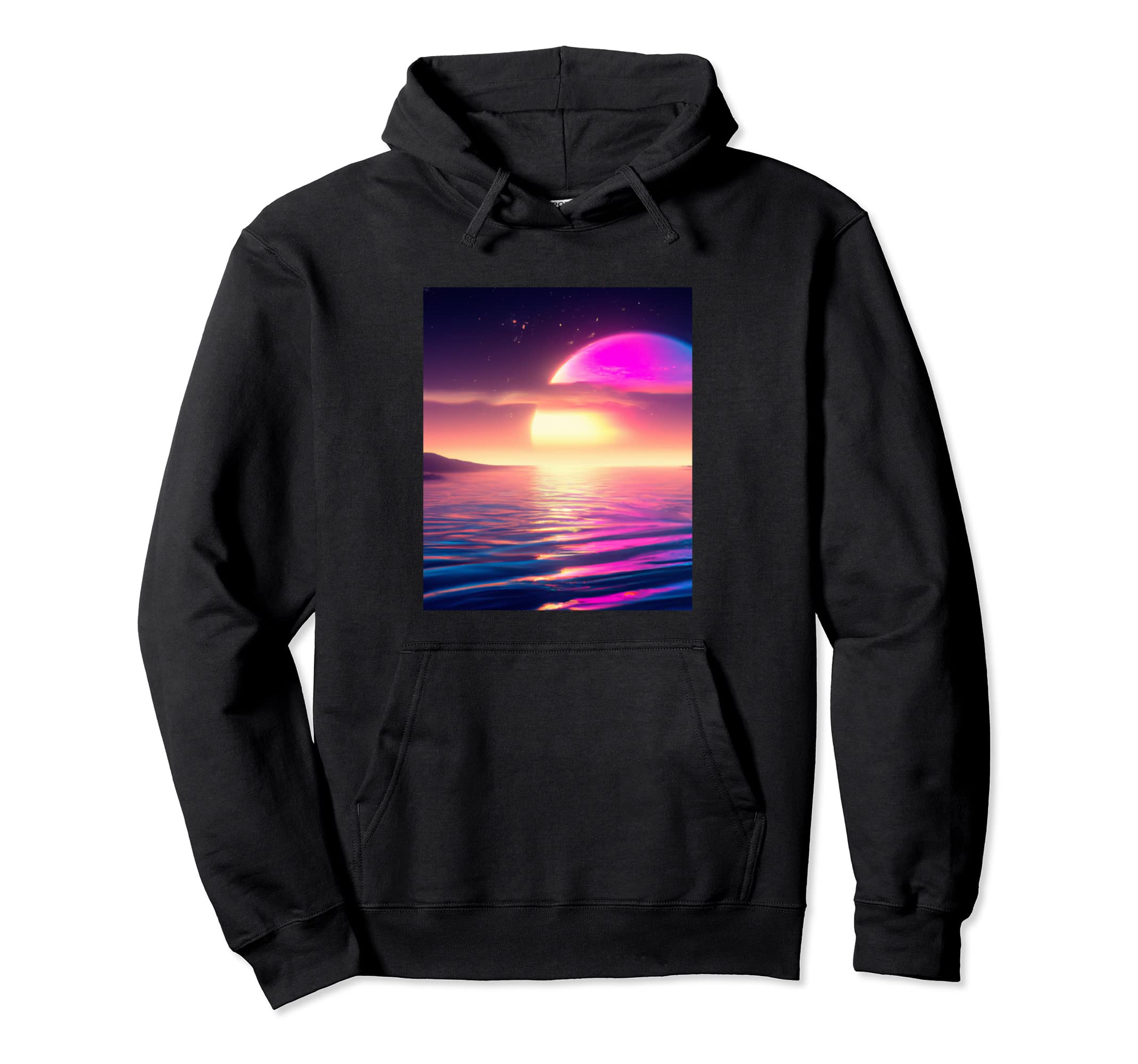 Vaporwave Sun Synthwave Sunset Hoodie - Minimalist Print Men Women - T-Shirt, Sweatshirt, Hoodie