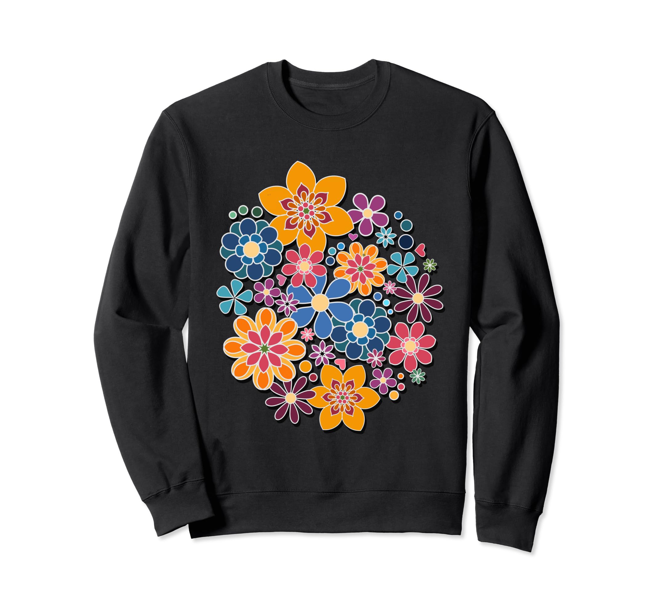 Colorful Hand Drawn Floral Boho Sweatshirt - Fun Novelty Design Men Women - T-Shirt, Sweatshirt, Hoodie