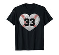 Baseball Number 33 Distressed Heart T-Shirt - Graphic Print Men Women - T-Shirt, Sweatshirt, Hoodie