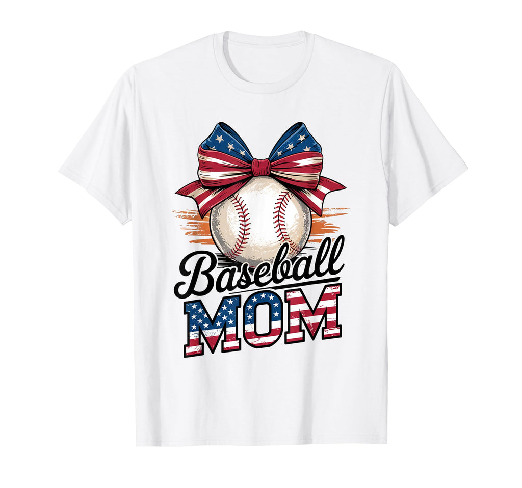 Coquette Bow American Baseball Mom T-Shirt - Custom Art Print for Adults - T-Shirt, Sweatshirt, Hoodie
