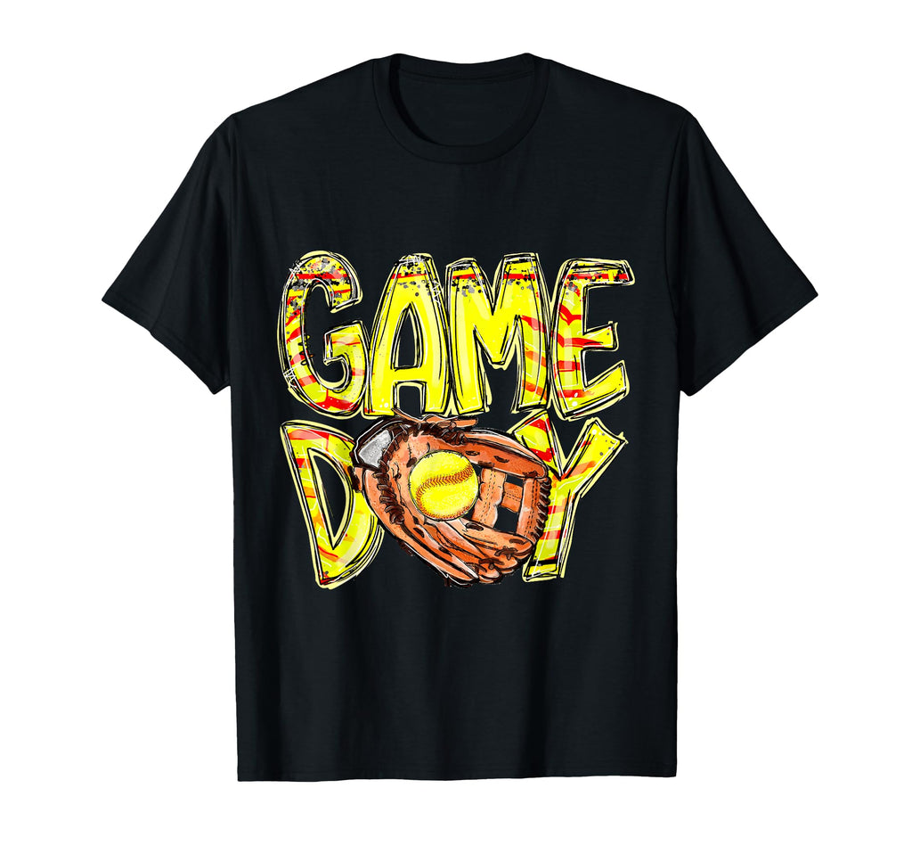 Mom Softball Game Day Vibes Mothers T-Shirt - Custom Art Print Men Women - T-Shirt, Sweatshirt, Hoodie