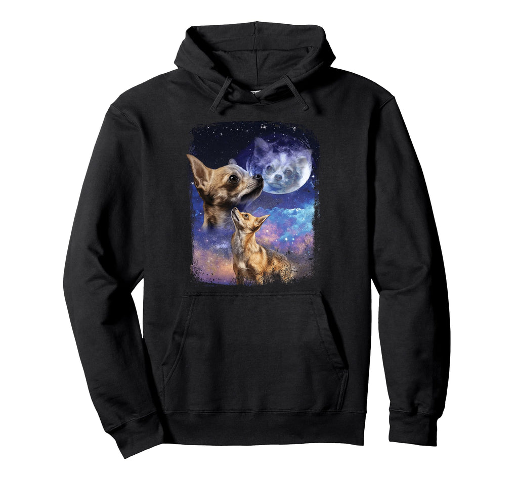 Chihuahua Howling Moon 90S Three Dog Hoodie - Custom Art Print Men Women - T-Shirt, Sweatshirt, Hoodie