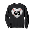 Baseball Number 45 Distressed Heart Sweatshirt - Graphic Print for Adults - T-Shirt, Sweatshirt, Hoodie