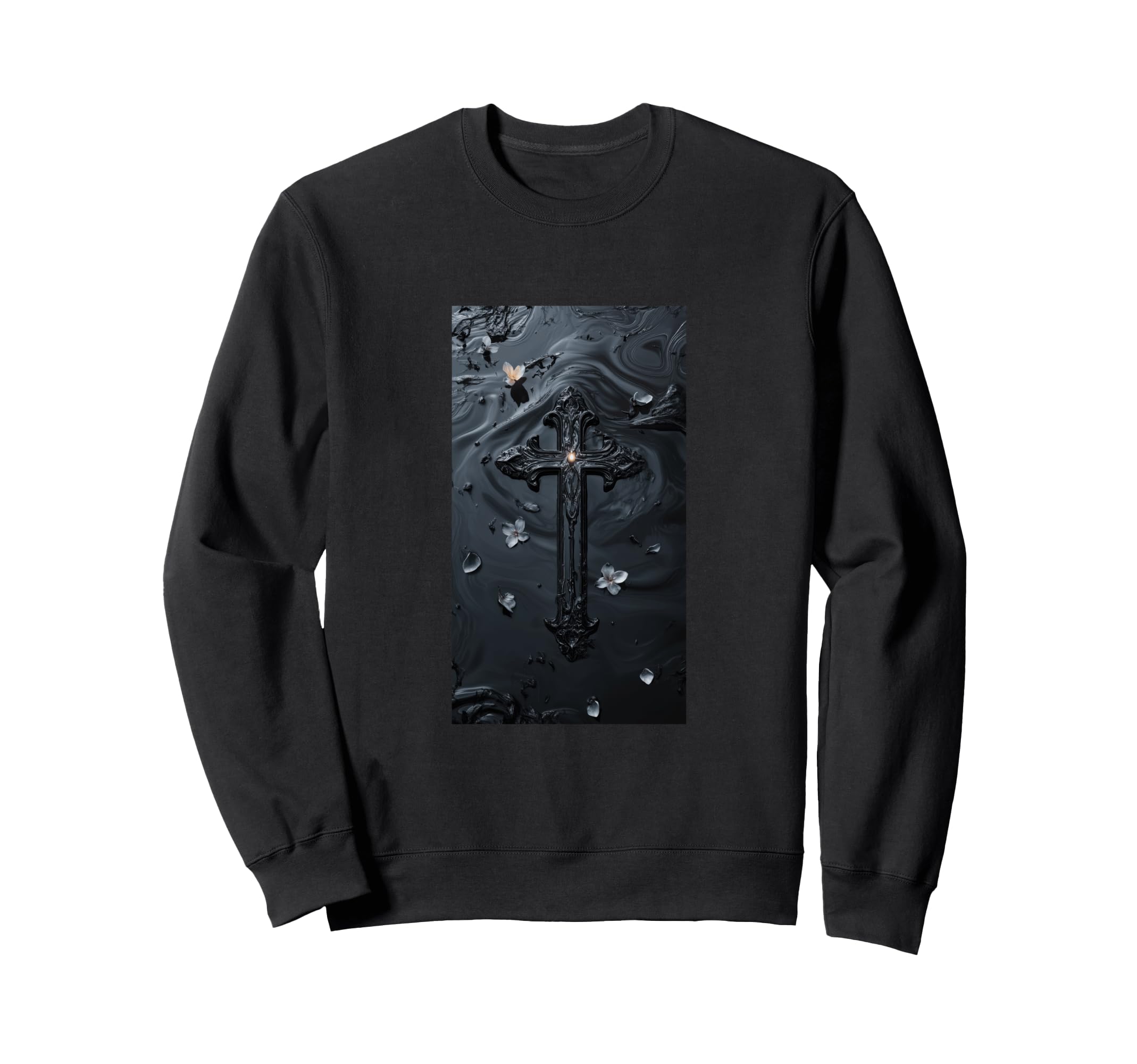 Gothic Cross Grunge Aesthetic Y2K Sweatshirt - Aesthetic Graphic Unisex - T-Shirt, Sweatshirt, Hoodie