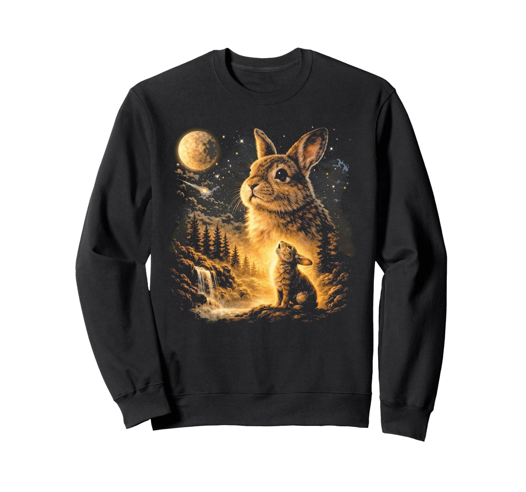 Howling Bunny To Moon 90S Funny Rabbit Sweatshirt - Minimalist Print Unisex - T-Shirt, Sweatshirt, Hoodie