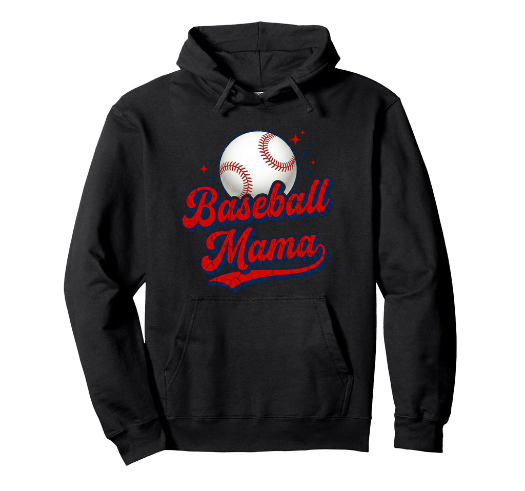 Baseball Mama Distressed Game Hoodie - Casual Everyday Wear Men Women - T-Shirt, Sweatshirt, Hoodie