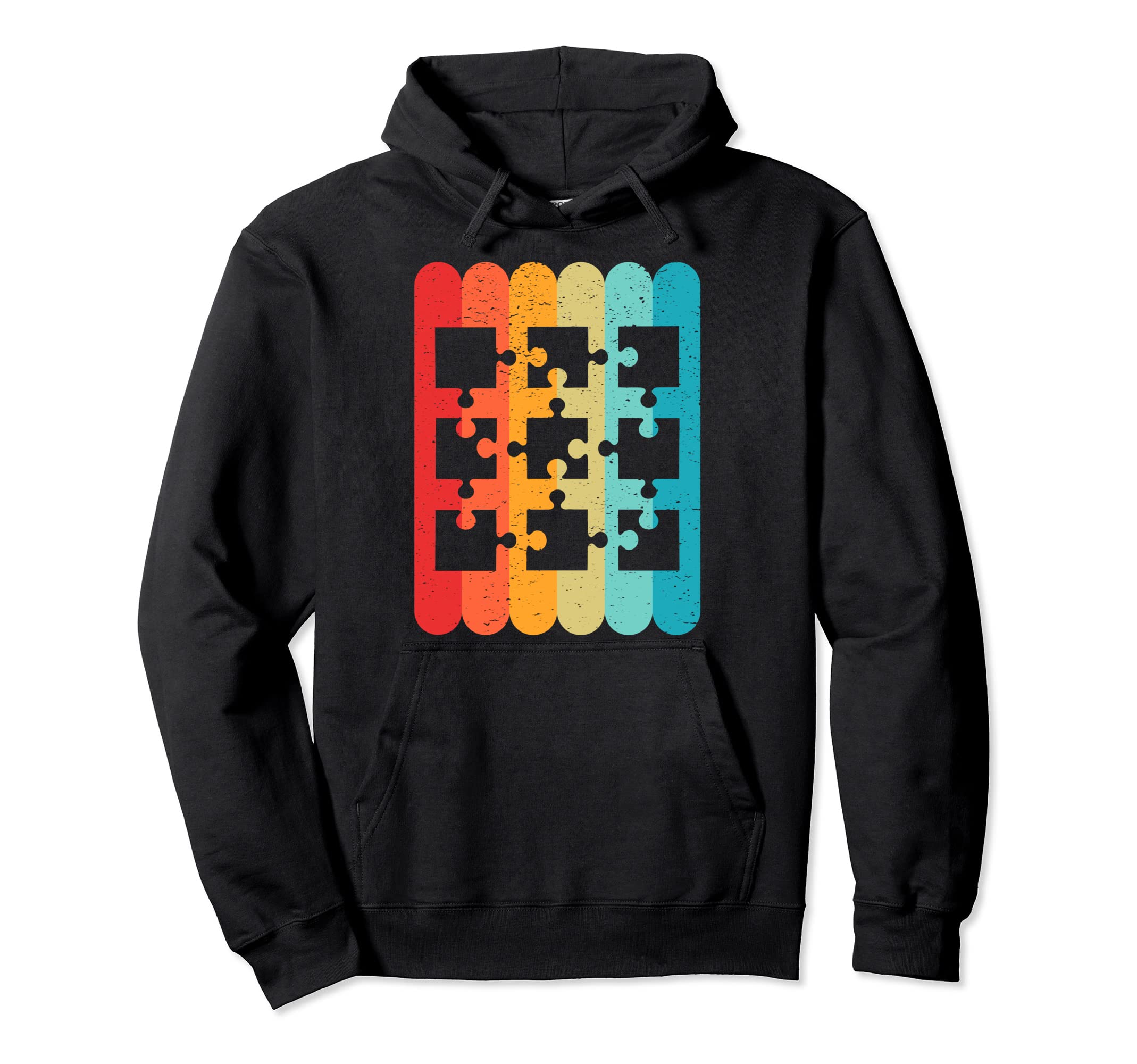 Puzzle Pieces Silhouette Lines 80S Hoodie - Unique Graphic Unisex - T-Shirt, Sweatshirt, Hoodie