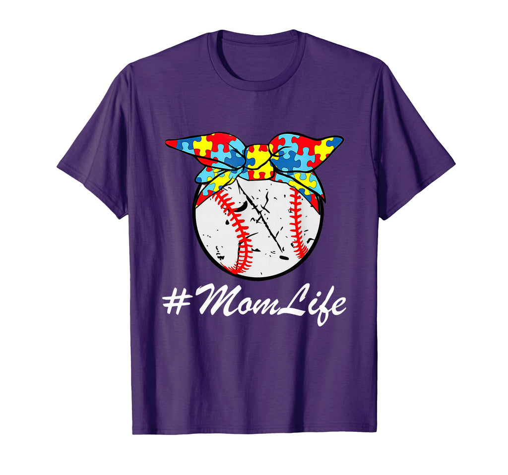 Momlife Baseball Autism Awareness T-Shirt - Graphic Print Unisex - T-Shirt, Sweatshirt, Hoodie