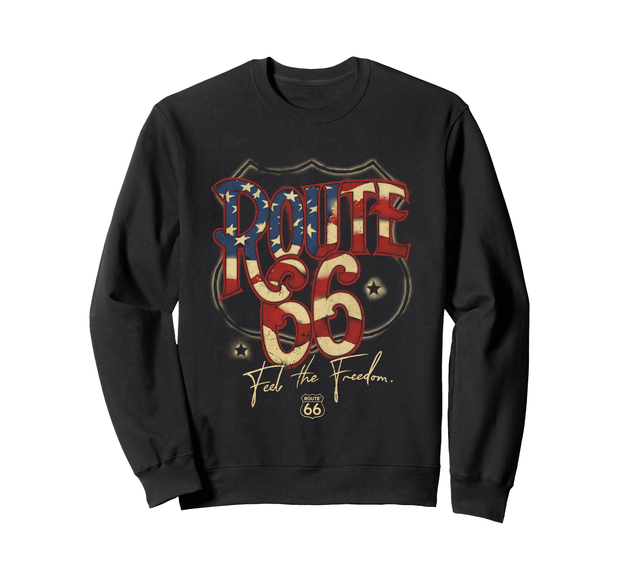 Route 66 Us Flag Text Sweatshirt - Minimalist Print Men Women - T-Shirt, Sweatshirt, Hoodie