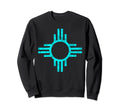 New Mexico Turquoise Distressed Zia Sweatshirt - Graphic Print for Adults - T-Shirt, Sweatshirt, Hoodie
