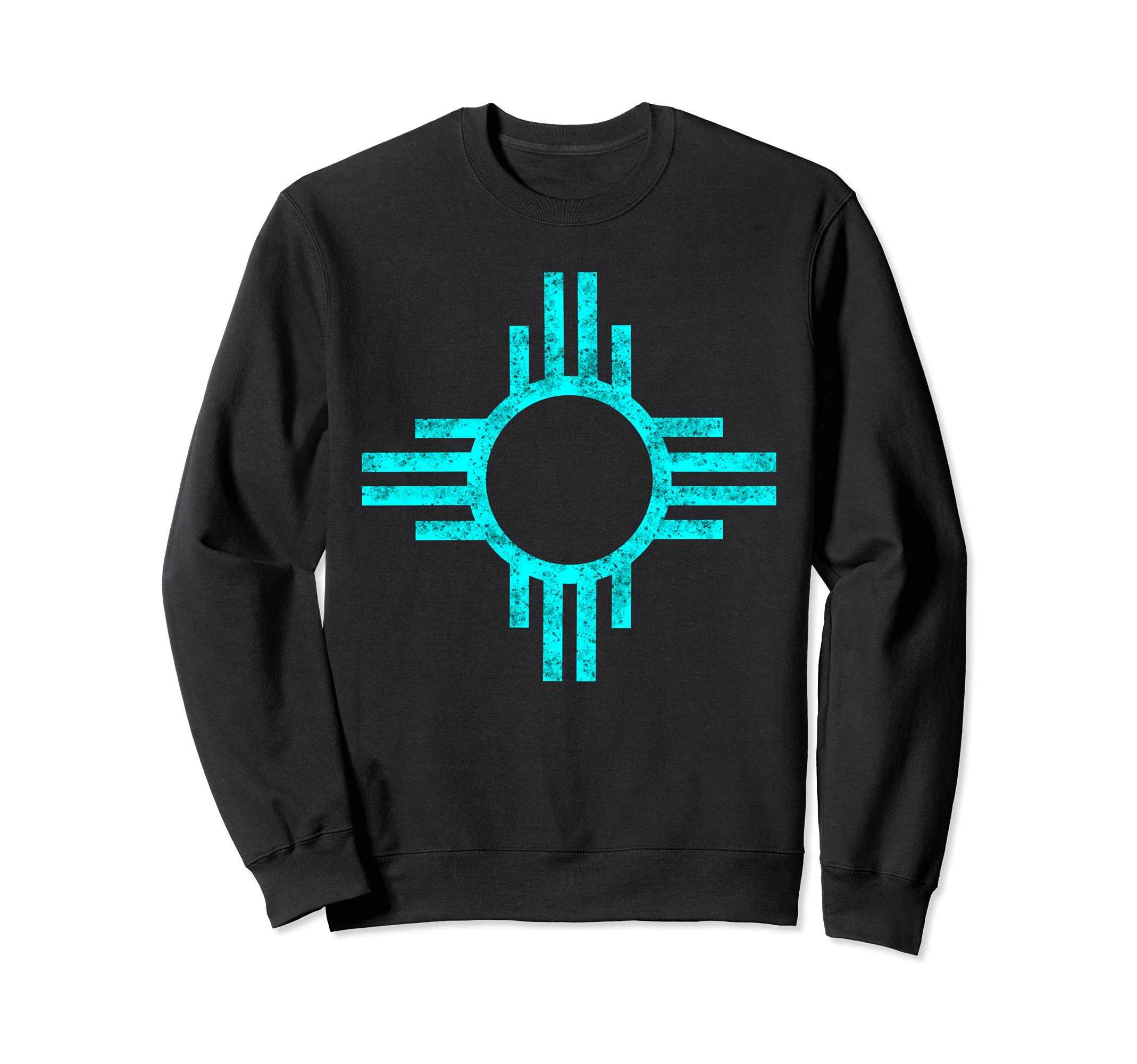 New Mexico Turquoise Distressed Zia Sweatshirt - Graphic Print for Adults - T-Shirt, Sweatshirt, Hoodie