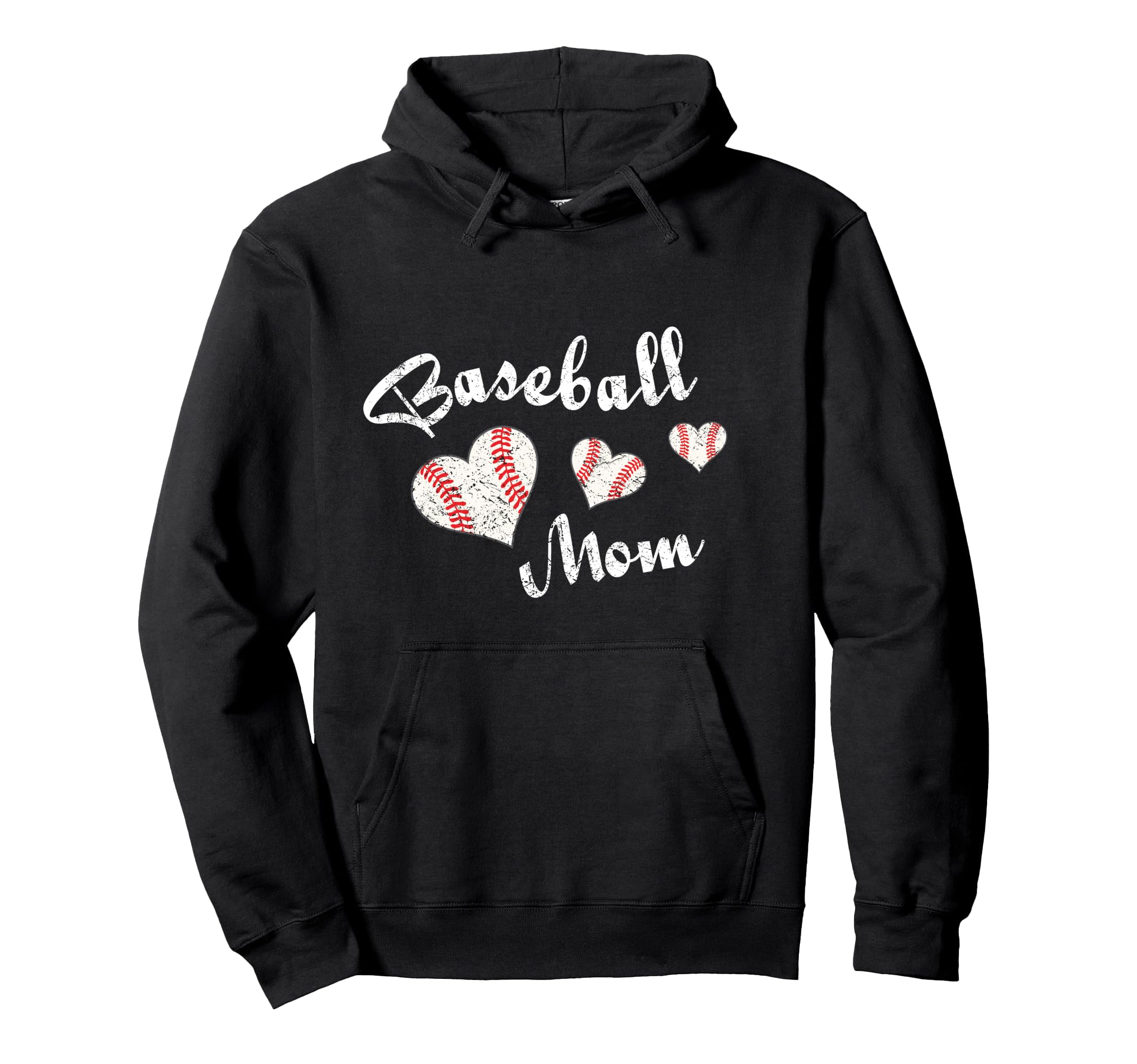 Baseball Mom Baseball Mom Hearts Hoodie - Unique Graphic Unisex - T-Shirt, Sweatshirt, Hoodie