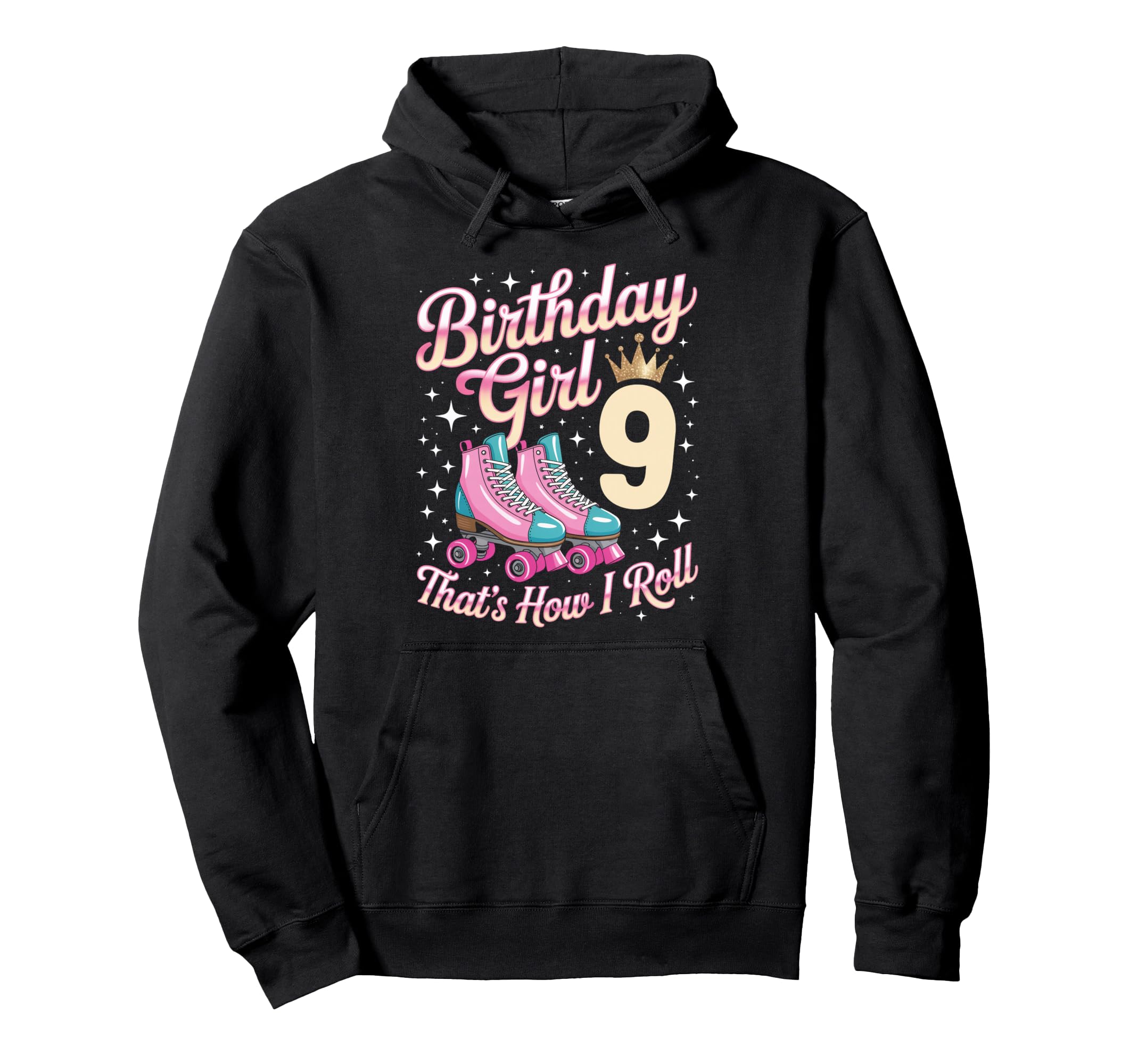 Birthday 9 Roller Skating 9Th Hoodie - Minimalist Print for Adults - T-Shirt, Sweatshirt, Hoodie