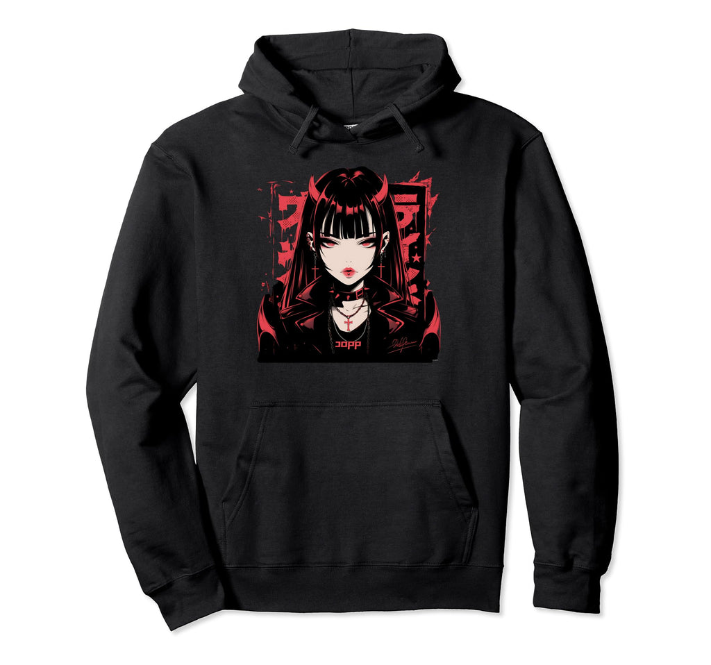 Goth Grunge Demon Anime Waifu Horror Hoodie - Fun Novelty Design Unisex - T-Shirt, Sweatshirt, Hoodie