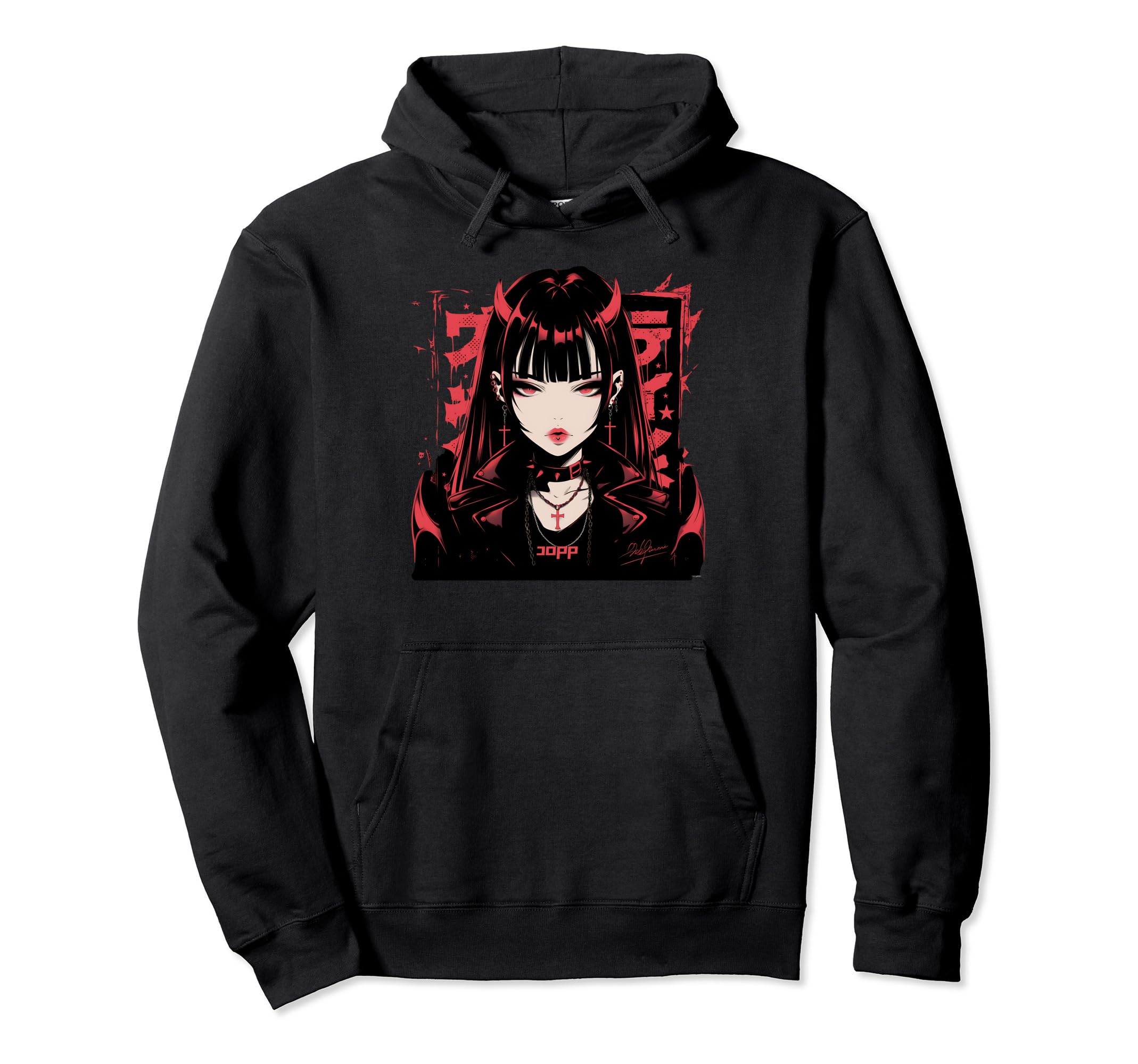 Goth Grunge Demon Anime Waifu Horror Hoodie - Fun Novelty Design Unisex - T-Shirt, Sweatshirt, Hoodie
