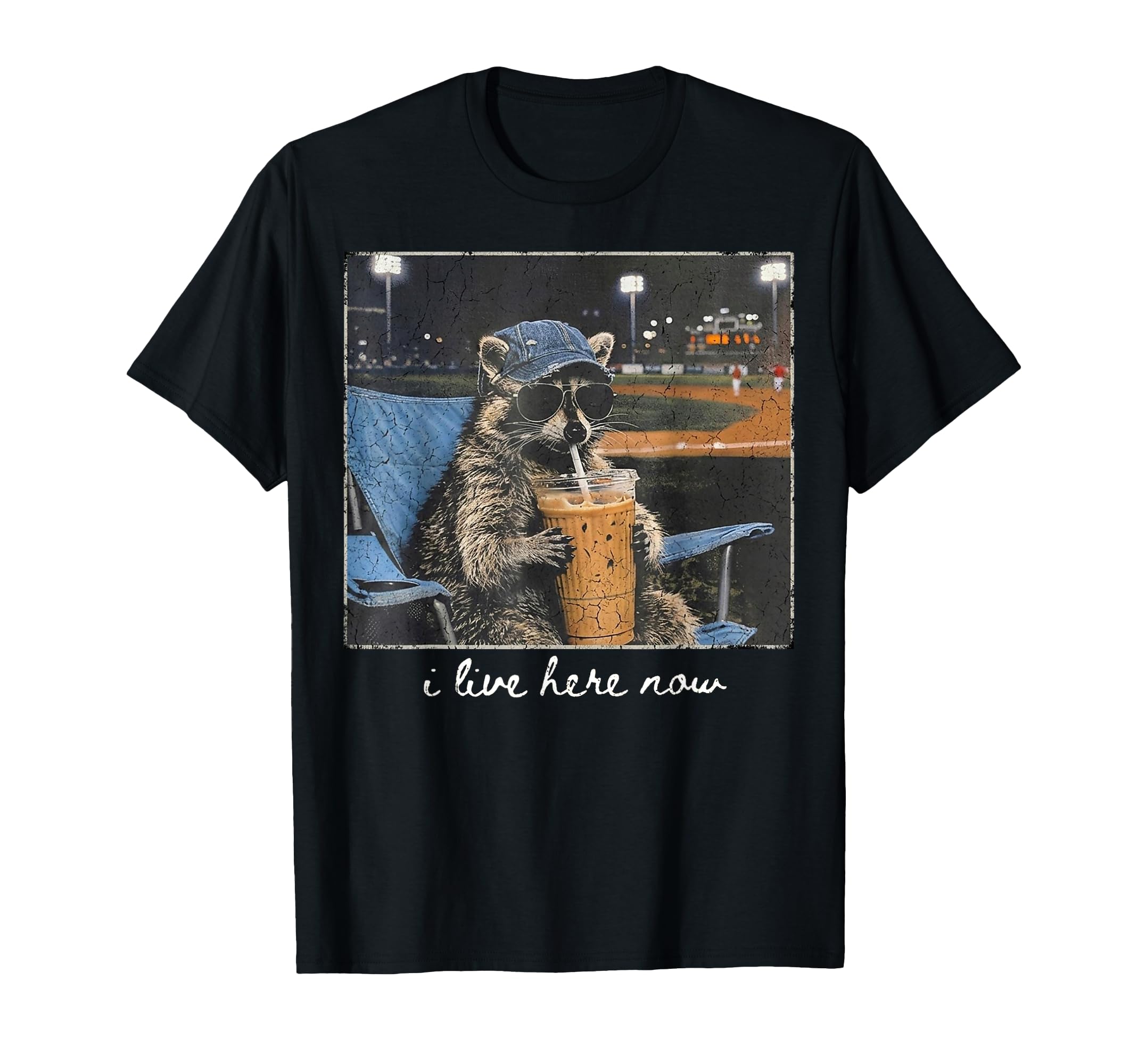 Funny Raccoon I Live Here Now Animal T-Shirt - Graphic Print for Adults - T-Shirt, Sweatshirt, Hoodie