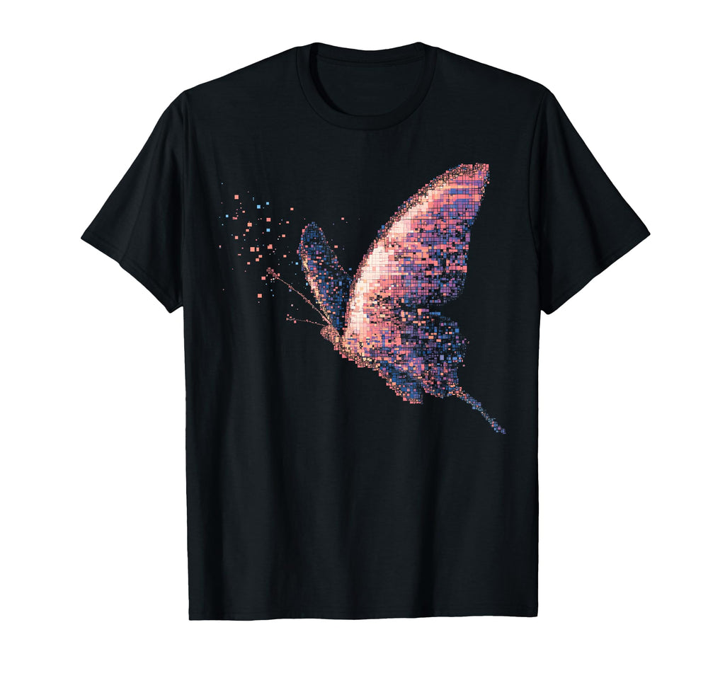 Y2K Aesthetic Glitch Butterfly T-Shirt - Minimalist Print for Adults - T-Shirt, Sweatshirt, Hoodie