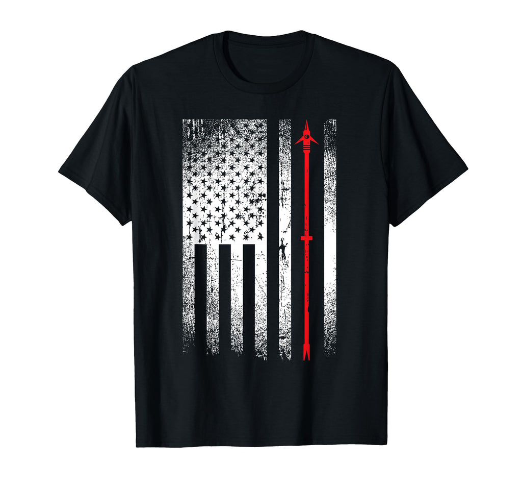 Bowfishing American Flag Bow Fisherman T-Shirt - Minimalist Print Unisex - T-Shirt, Sweatshirt, Hoodie