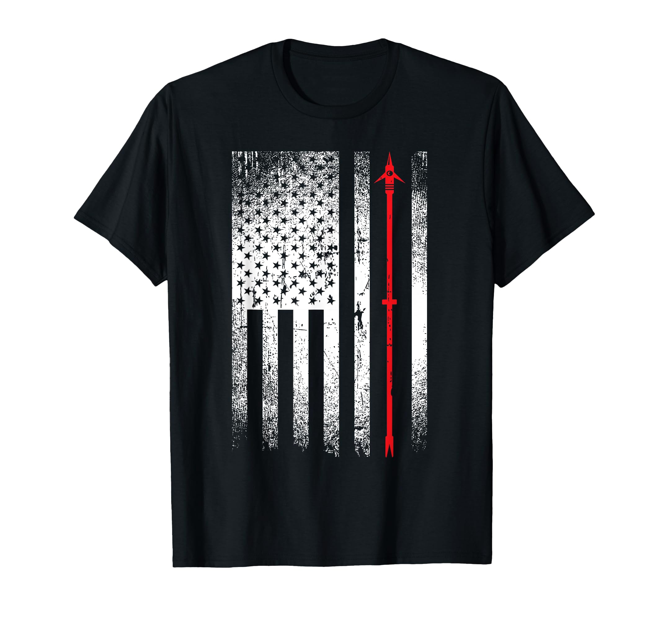 Bowfishing American Flag Bow Fisherman T-Shirt - Minimalist Print Unisex - T-Shirt, Sweatshirt, Hoodie