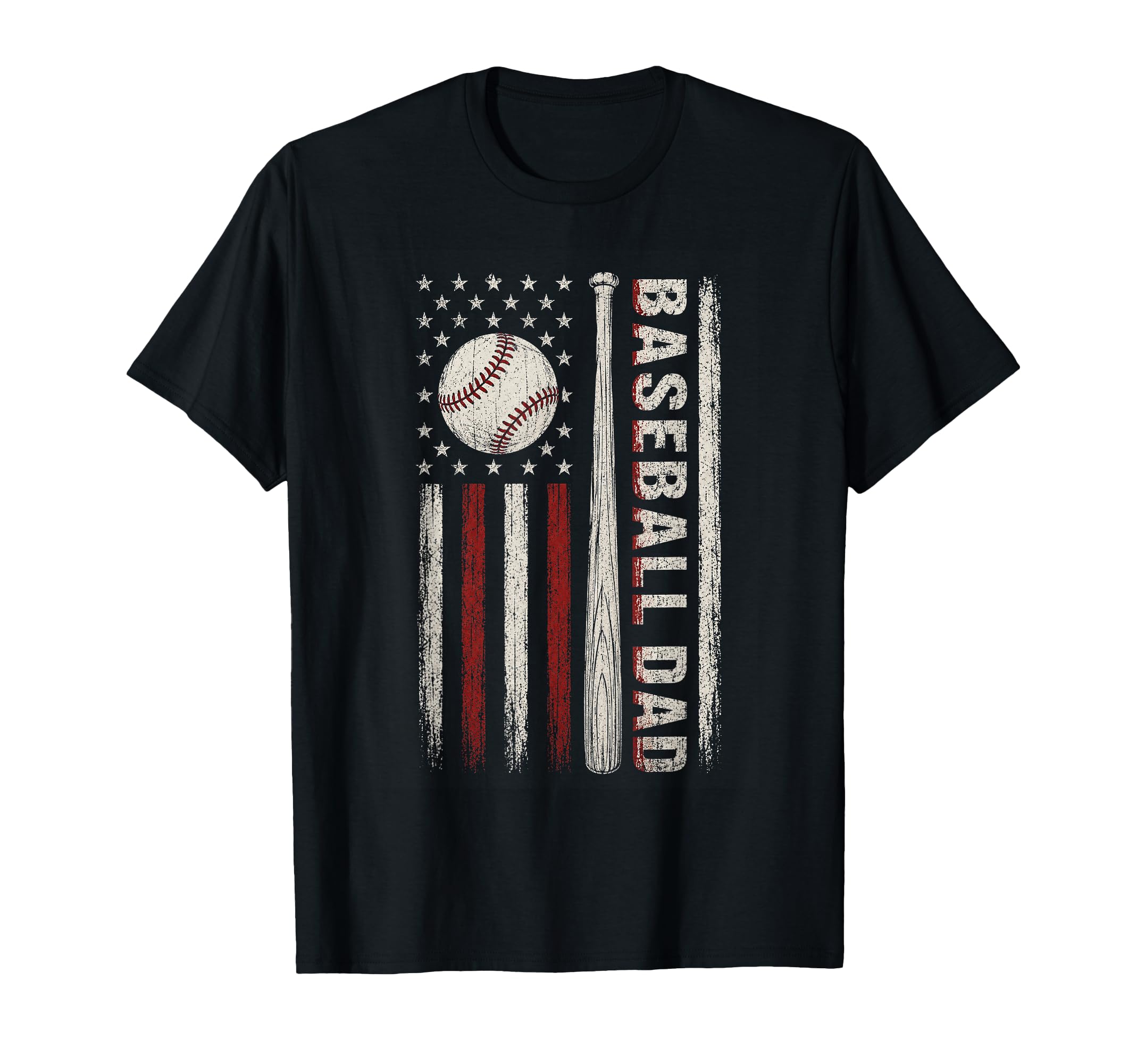 Baseball Dad American Flag Patriotic T-Shirt - Casual Everyday Wear Unisex - T-Shirt, Sweatshirt, Hoodie
