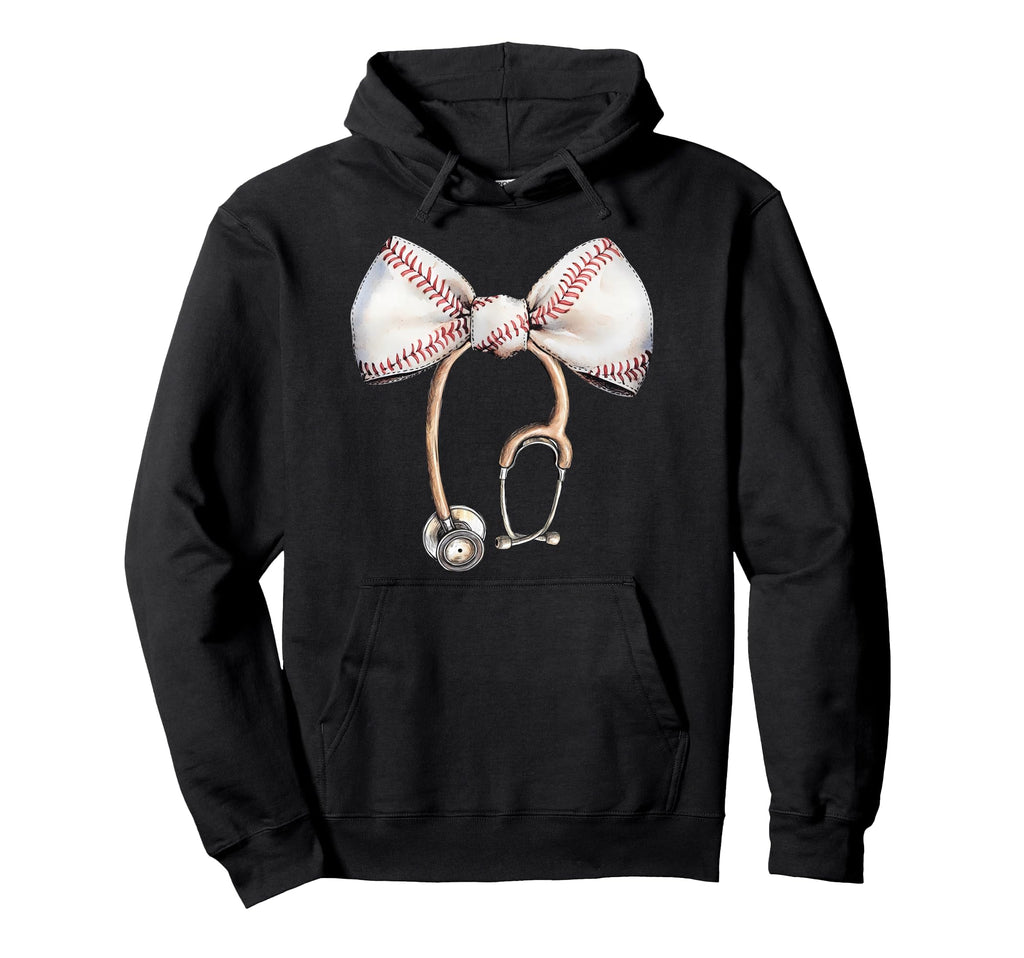 Coquette Bow Stethoscope Baseball Nurse Hoodie - Trendy Graphic for Adults - T-Shirt, Sweatshirt, Hoodie