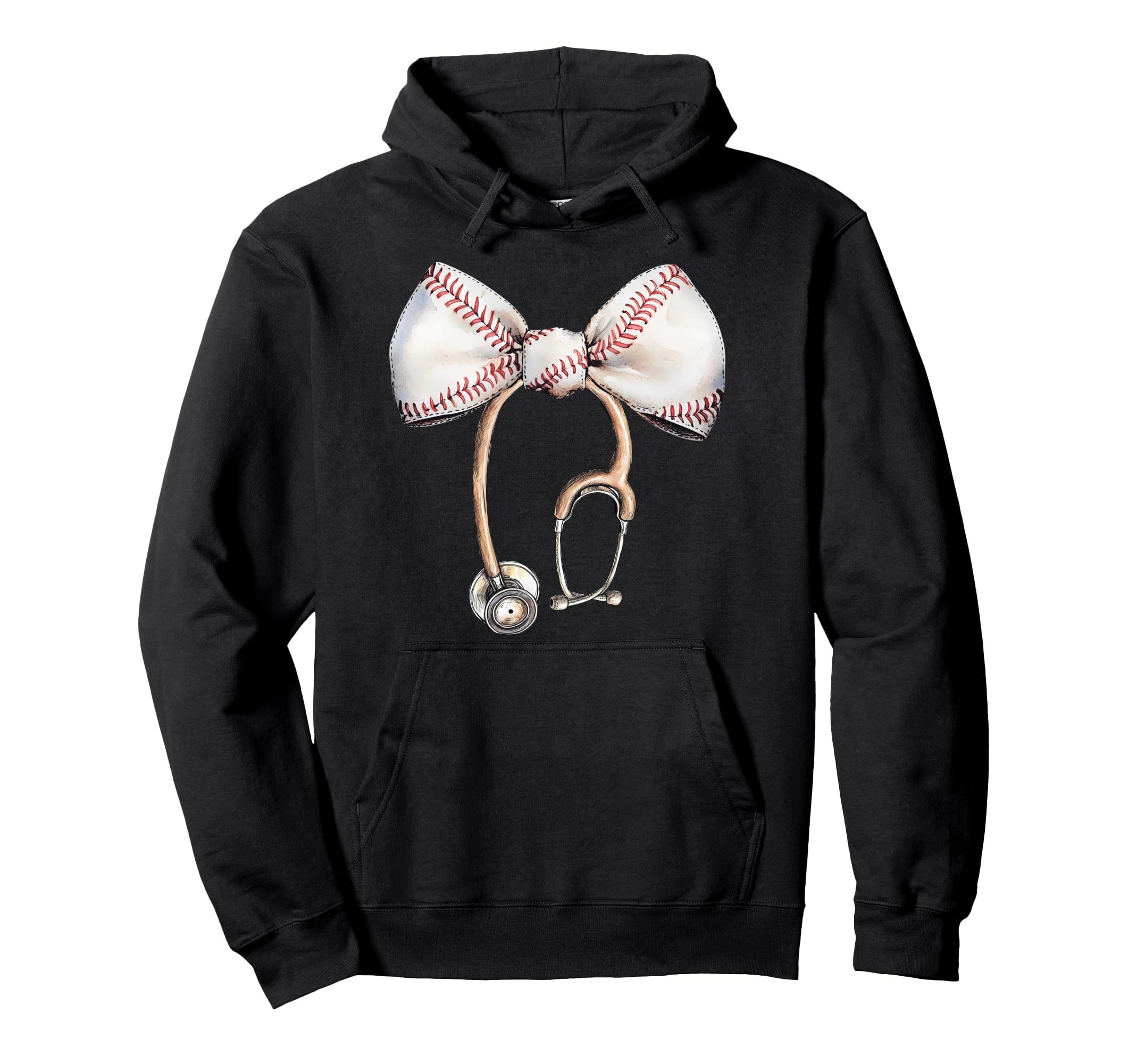 Coquette Bow Stethoscope Baseball Nurse Hoodie - Trendy Graphic for Adults - T-Shirt, Sweatshirt, Hoodie