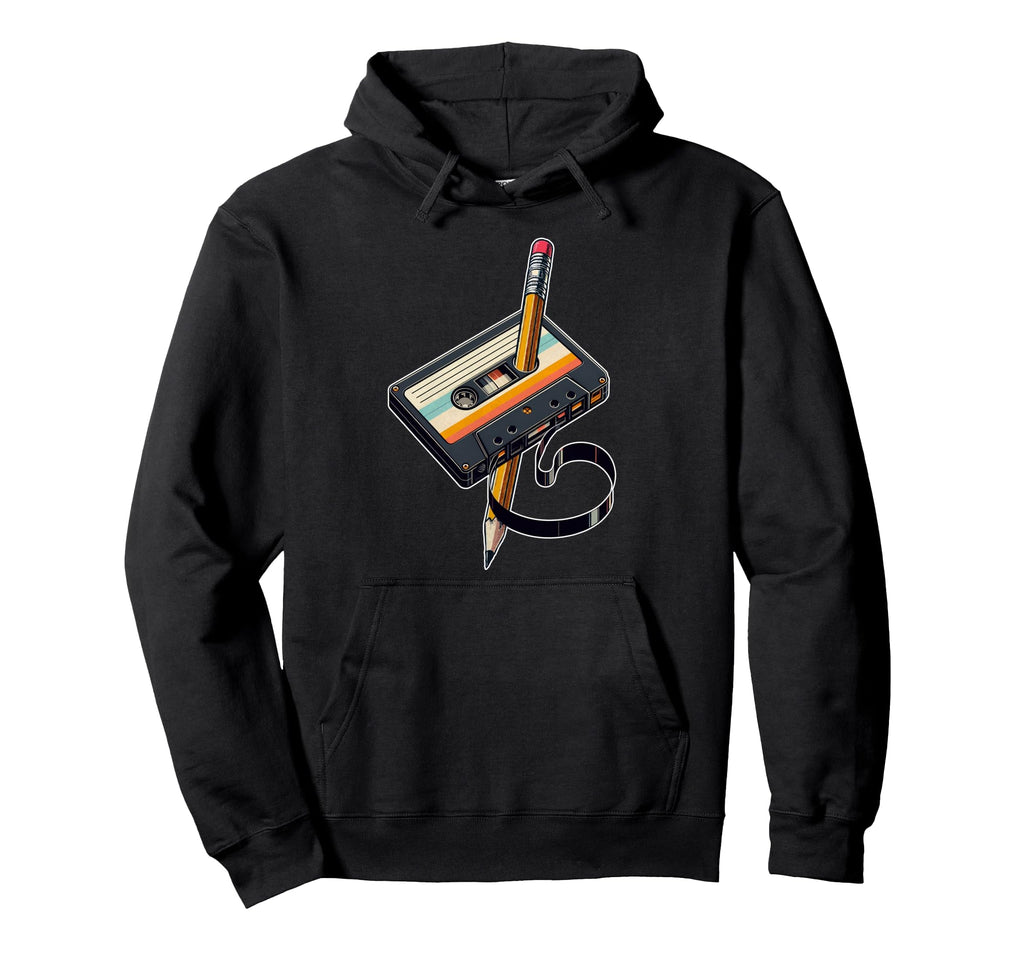 Pencil Rewind Cassette Tape Nostalgia Hoodie - Novelty Apparel for Adults - T-Shirt, Sweatshirt, Hoodie