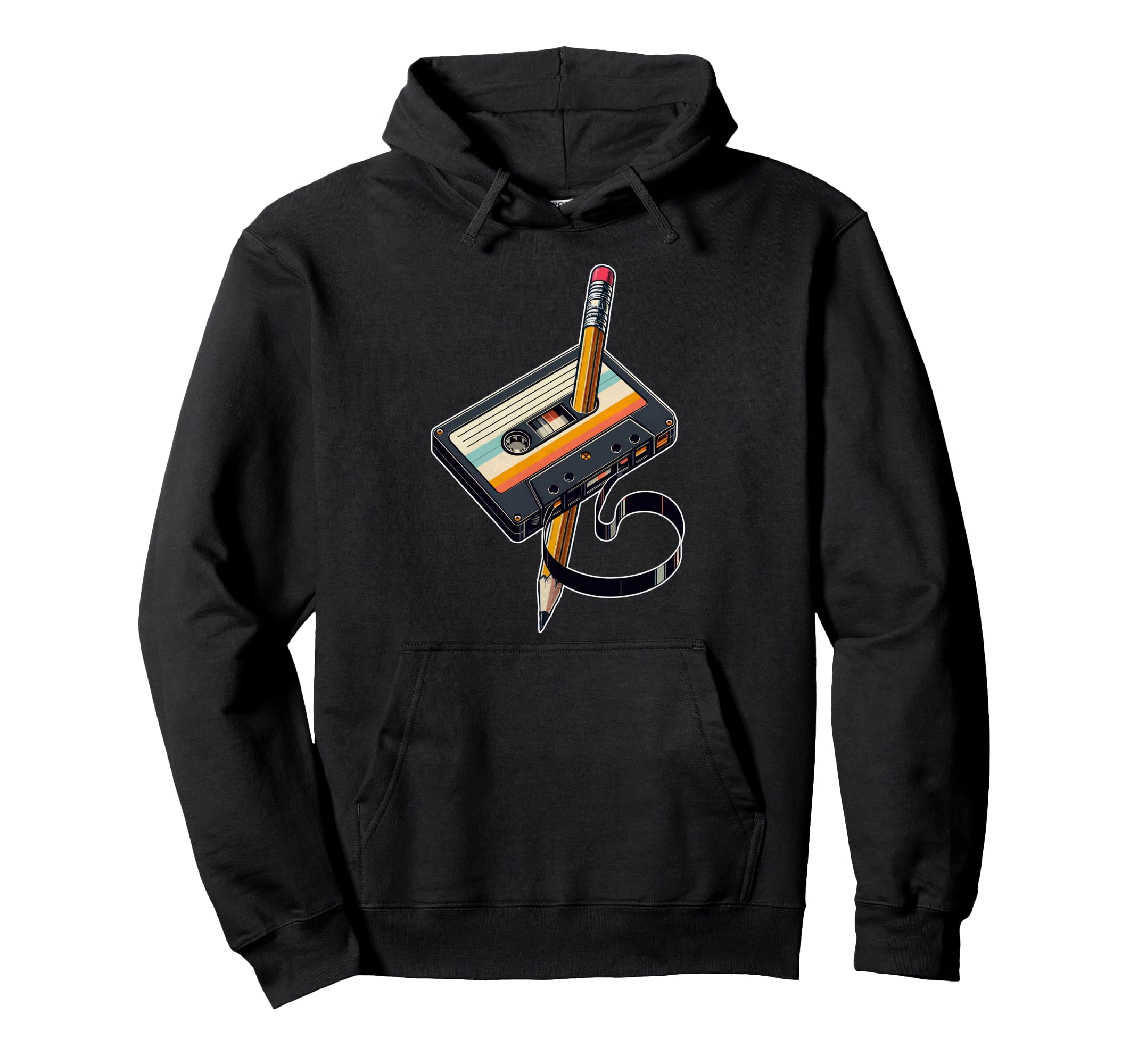 Pencil Rewind Cassette Tape Nostalgia Hoodie - Novelty Apparel for Adults - T-Shirt, Sweatshirt, Hoodie