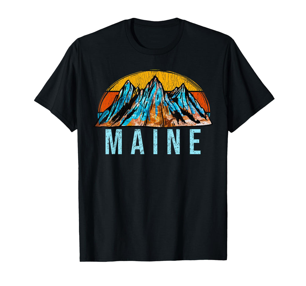 Maine Mountains Distressed T-Shirt - Aesthetic Graphic Unisex - T-Shirt, Sweatshirt, Hoodie