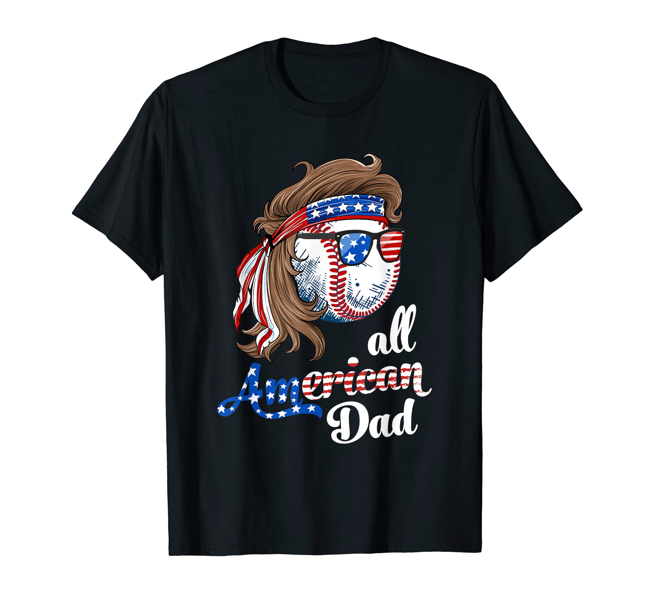 All American Dad Baseball Dad Mullet T-Shirt - Minimalist Print Men Women - T-Shirt, Sweatshirt, Hoodie