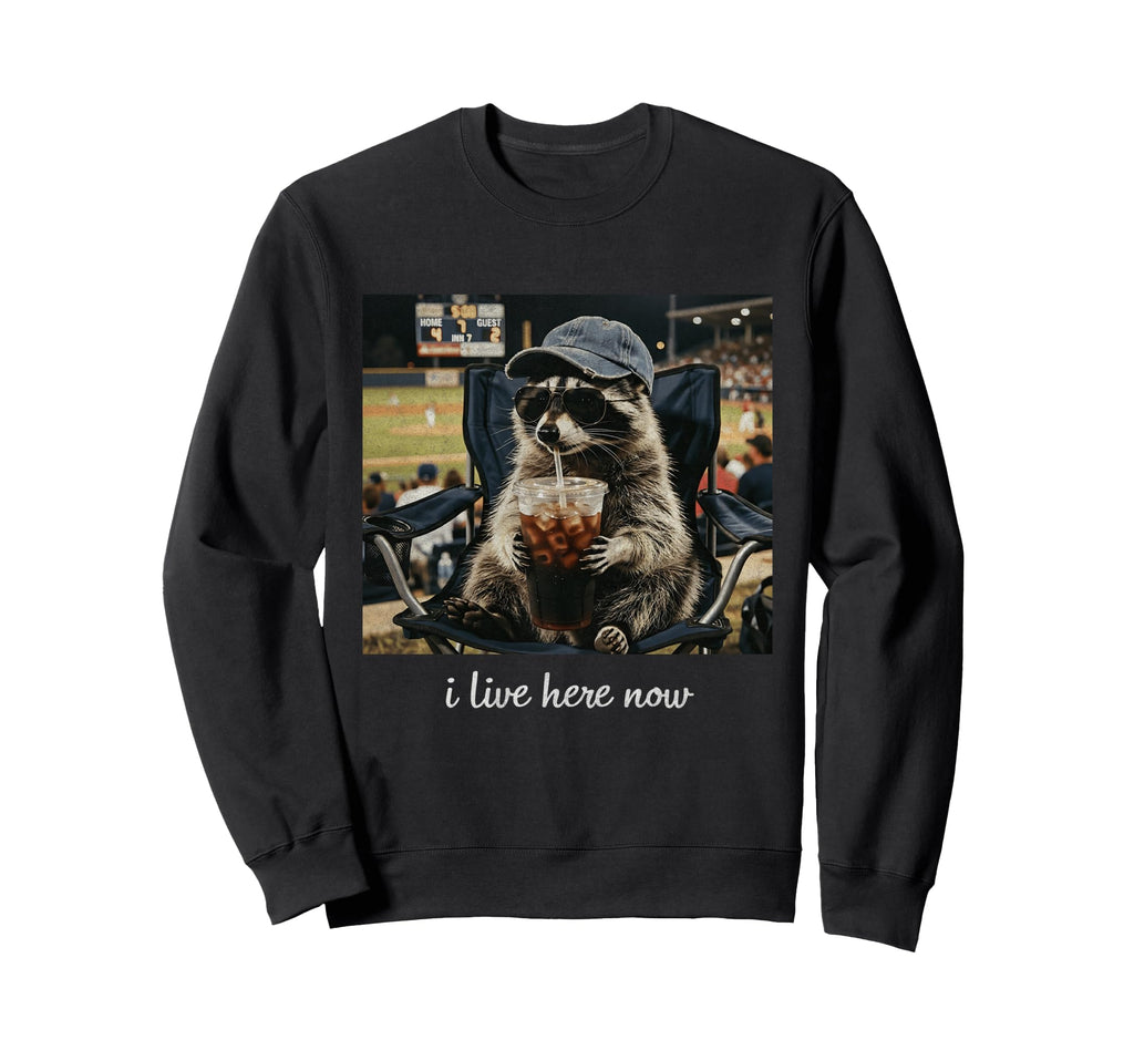 Baseball Mama Raccoon I Live Sweatshirt - Aesthetic Graphic for Adults - T-Shirt, Sweatshirt, Hoodie