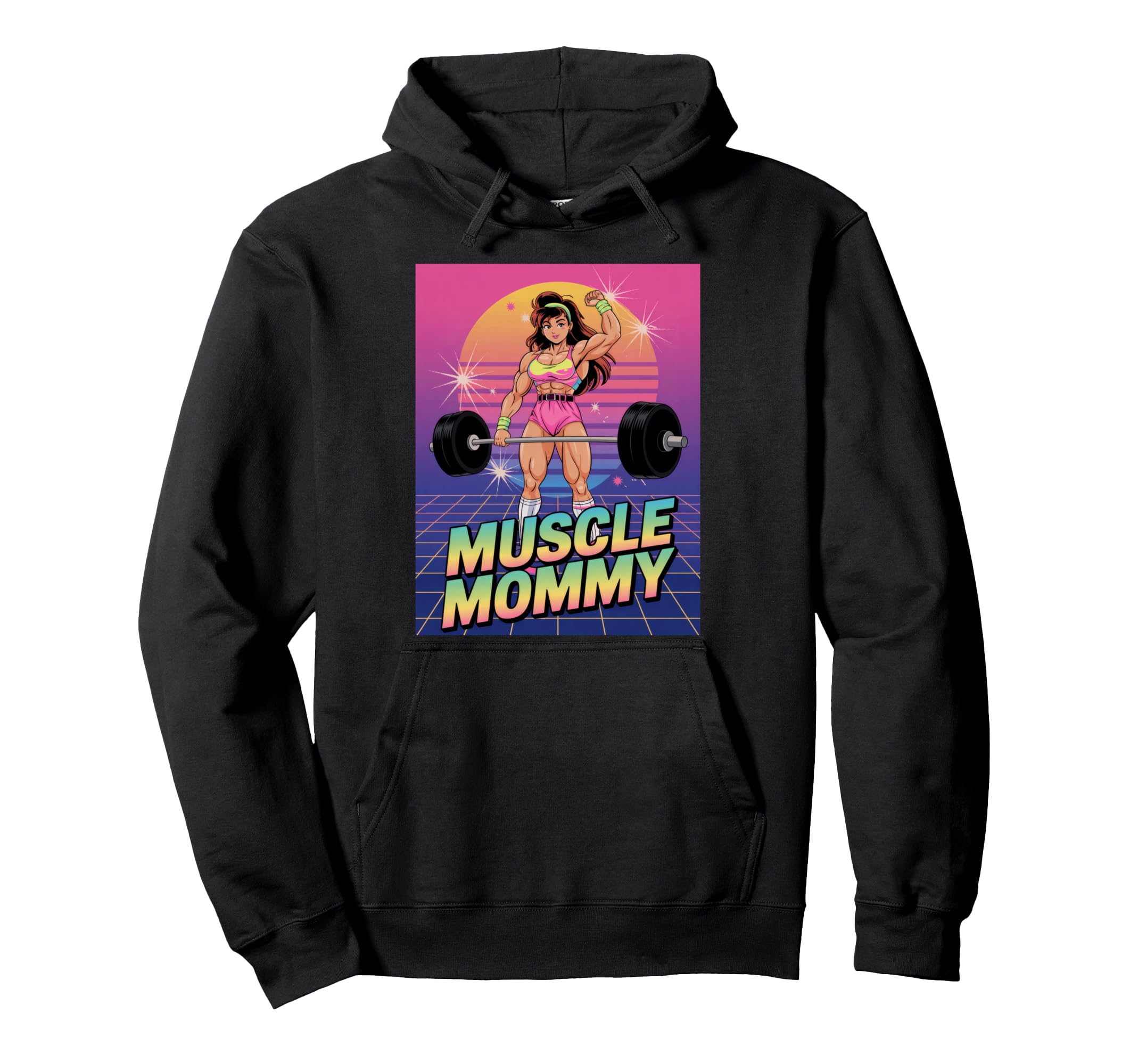 Anime Muscle Mommy Weightlifting Fitness Hoodie - Graphic Print Men Women - T-Shirt, Sweatshirt, Hoodie
