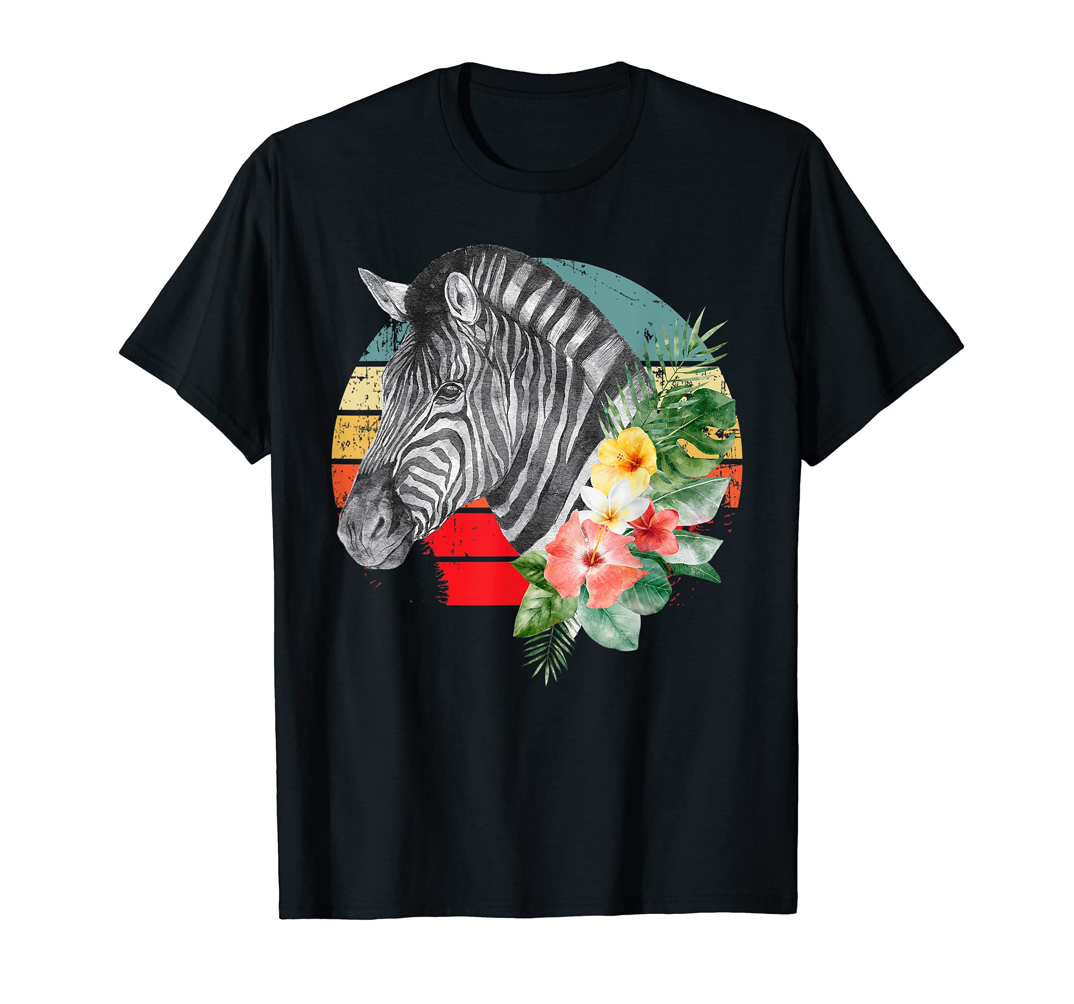 Zebra Earth Day Every Day Sunset Floral T-Shirt - Fun Novelty Design Unisex - T-Shirt, Sweatshirt, Hoodie