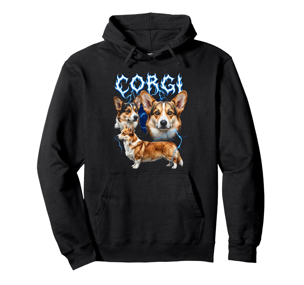 Corgi 90S Heavy Metal Dog Lover Hoodie - Casual Everyday Wear for Adults - T-Shirt, Sweatshirt, Hoodie
