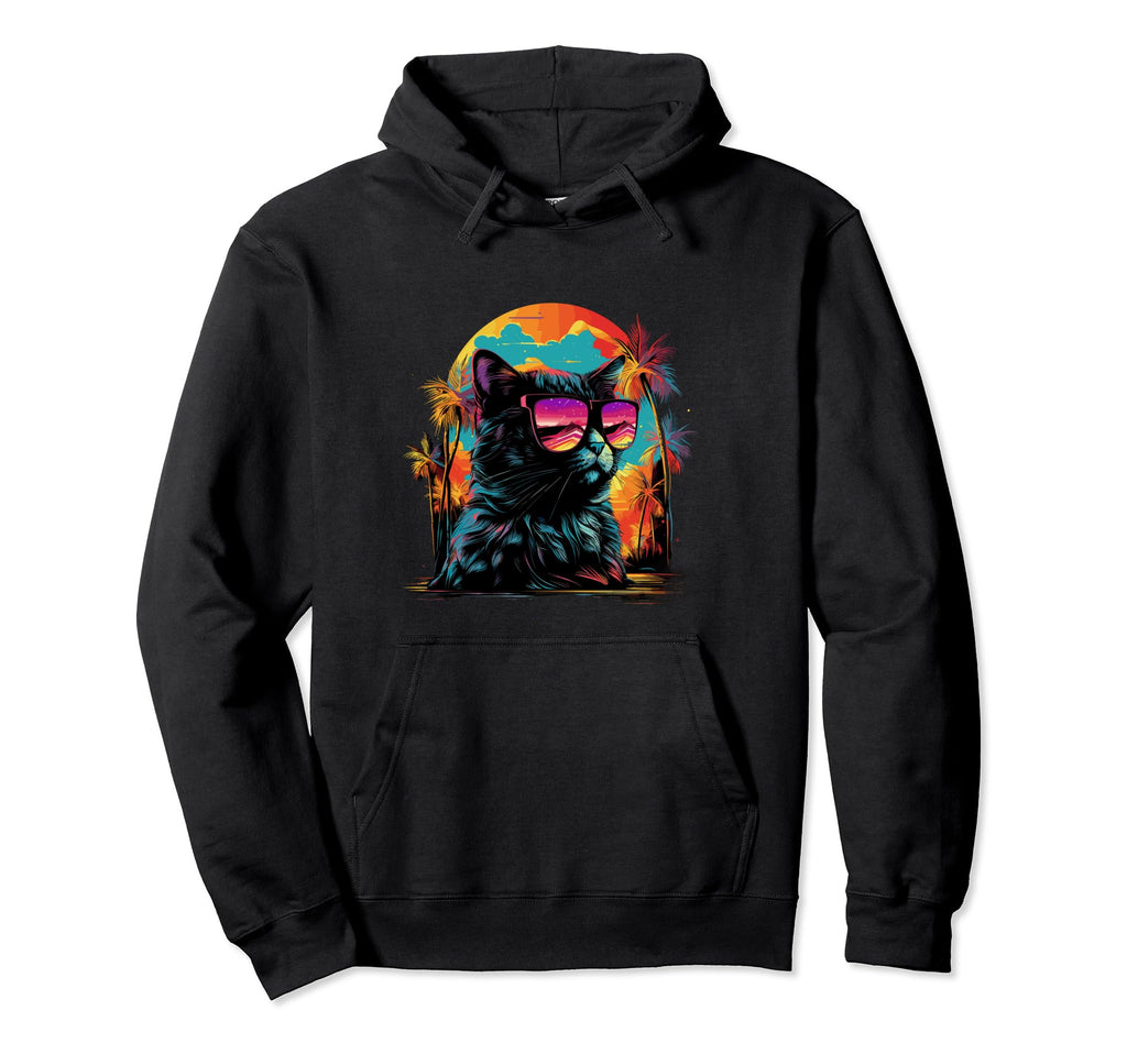 Funny Cat Vaporwave Aesthetic Animal Lover Hoodie - Trendy Graphic Unisex - T-Shirt, Sweatshirt, Hoodie
