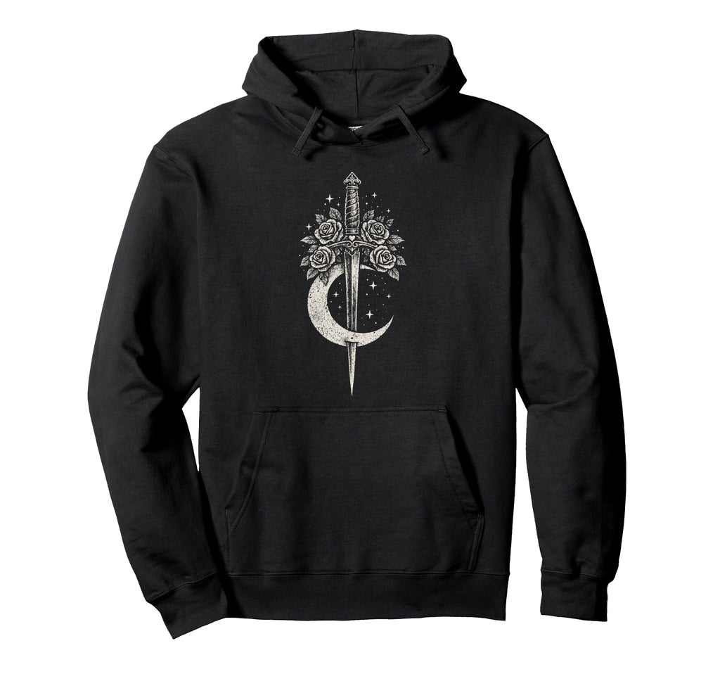 Sword Flowers Moon Romantic Goth Hoodie - Casual Everyday Wear for Adults - T-Shirt, Sweatshirt, Hoodie