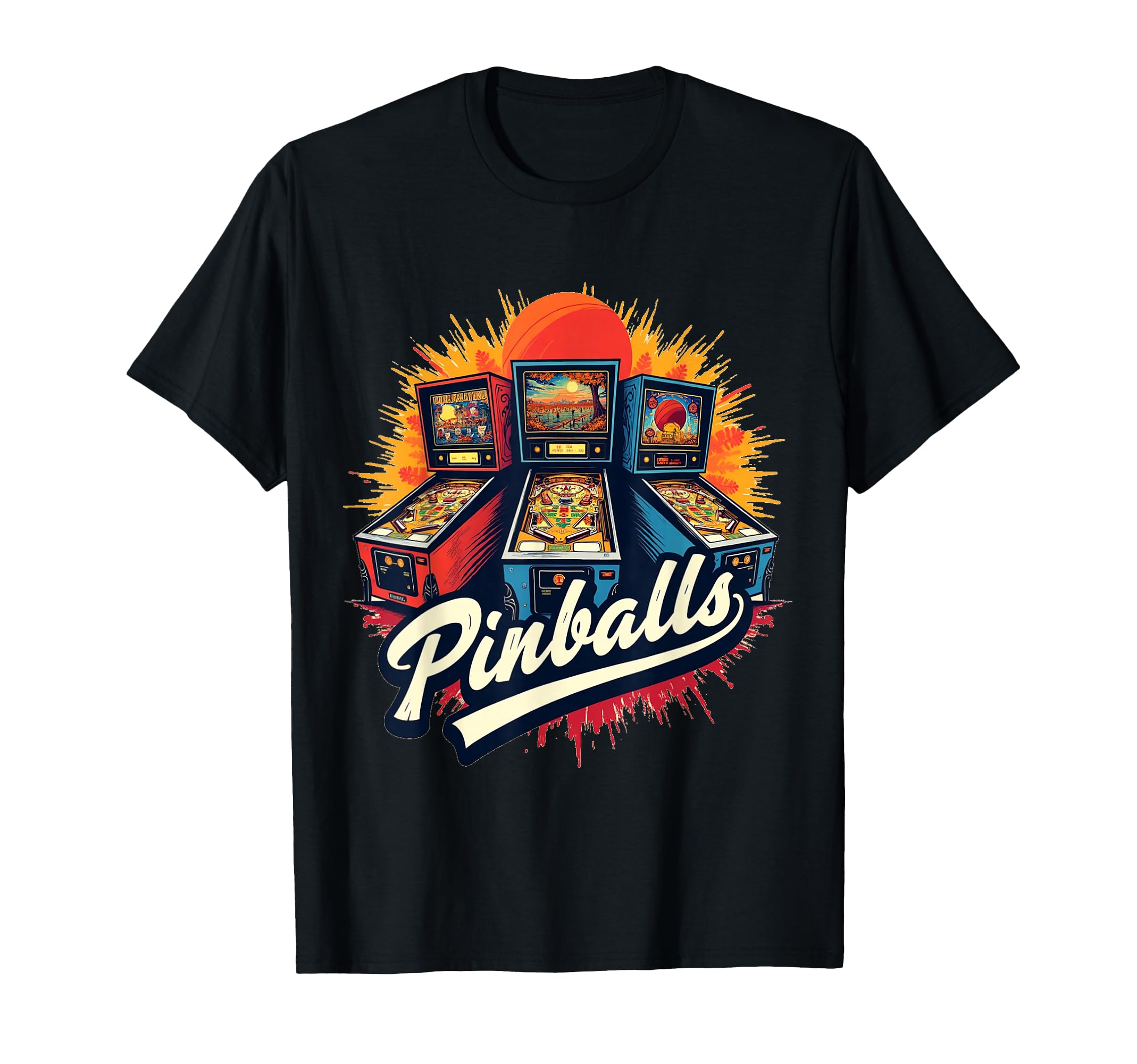 Pinball Machines Arcade Gaming 70S T-Shirt - Custom Art Print Unisex - T-Shirt, Sweatshirt, Hoodie