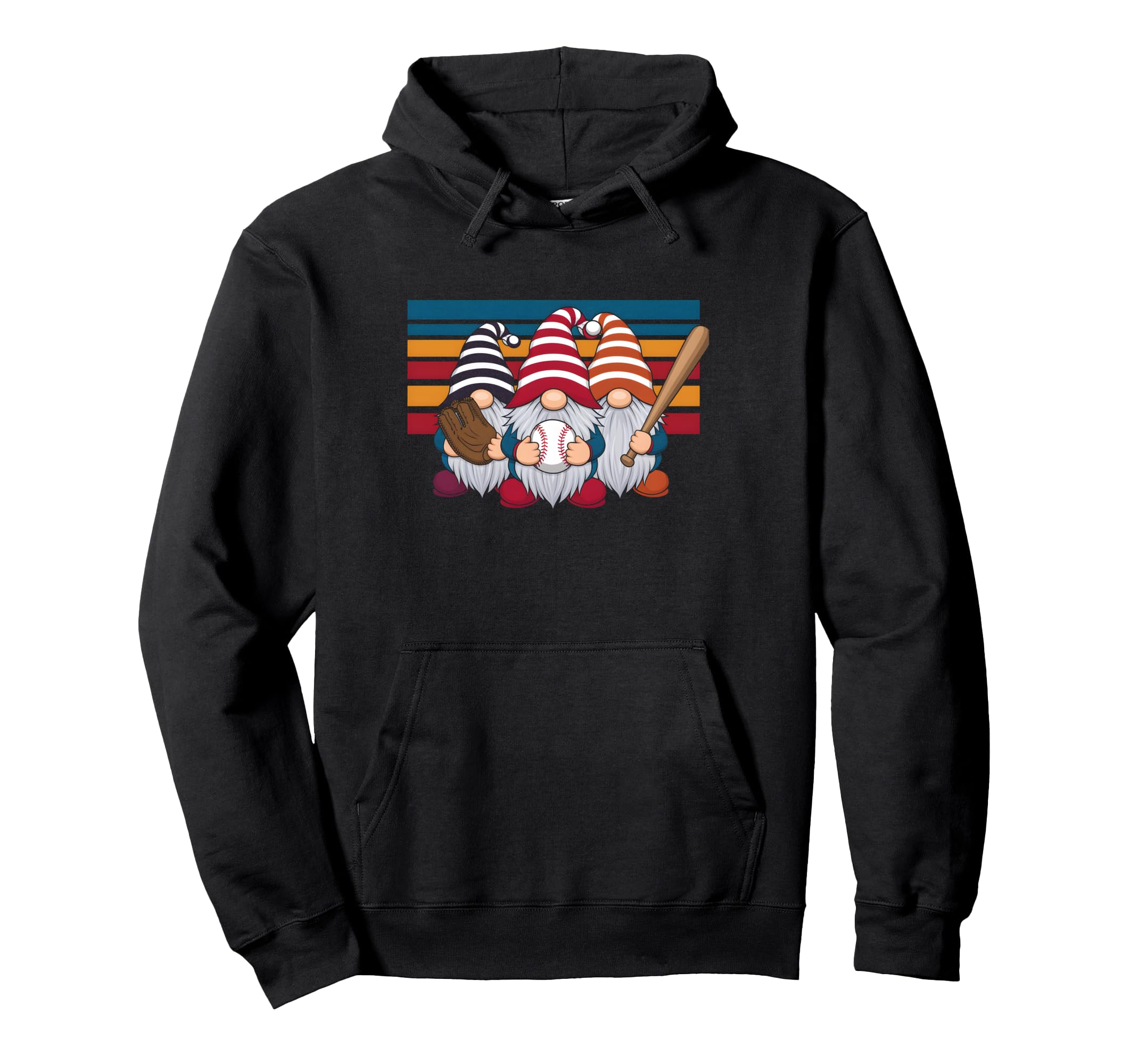 Three Baseball Gnomes Sport Lover Gnome Hoodie - Graphic Print Men Women - T-Shirt, Sweatshirt, Hoodie