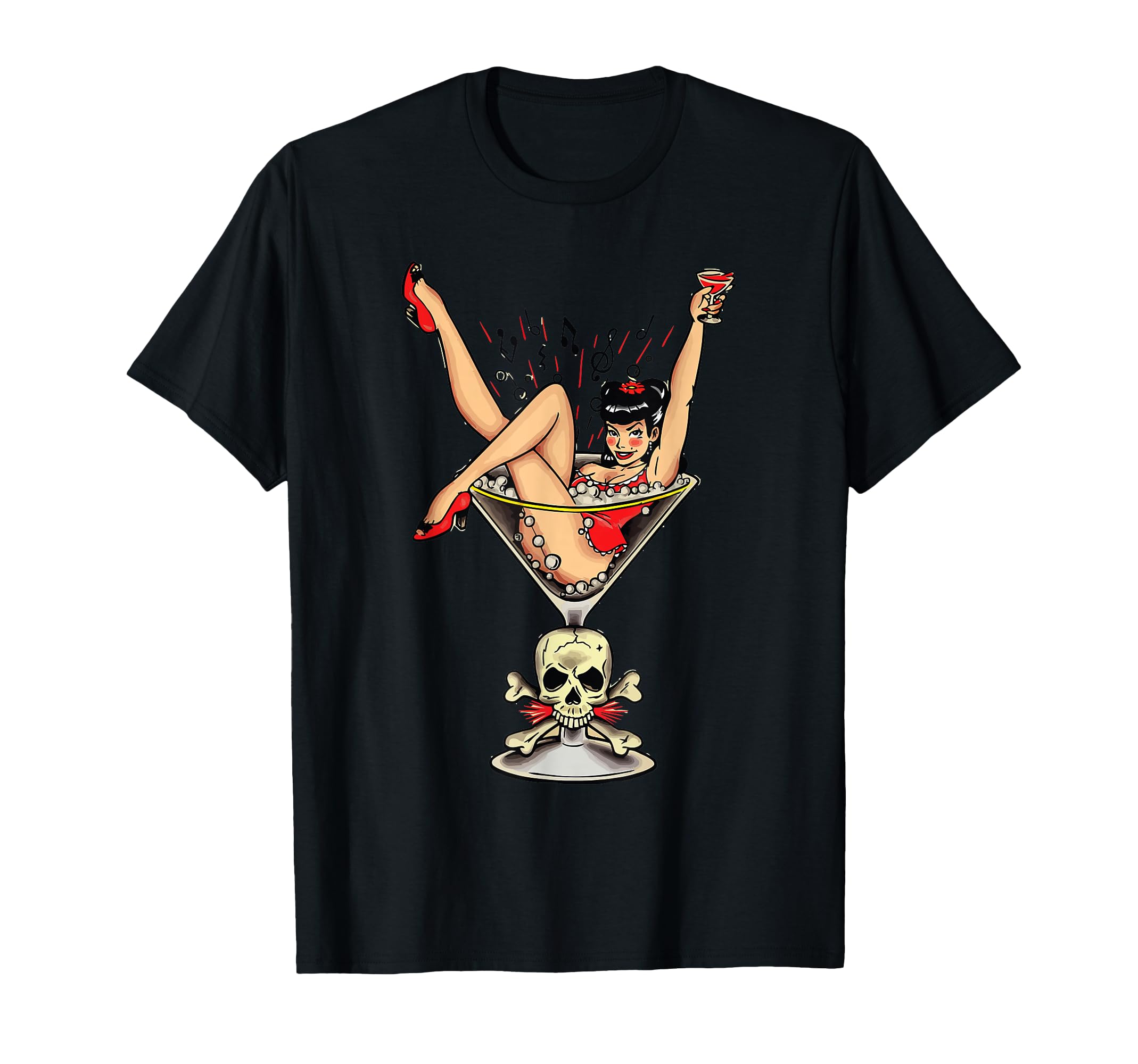 Pin Up Skull Goth Burlesque T-Shirt - Novelty Apparel Men Women - T-Shirt, Sweatshirt, Hoodie