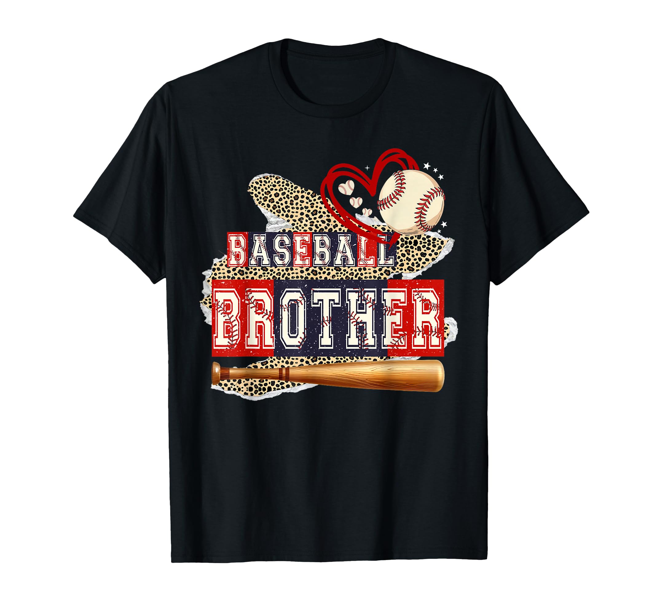 Baseball Brother Leopard Heart T-Shirt - Casual Everyday Wear Unisex - T-Shirt, Sweatshirt, Hoodie