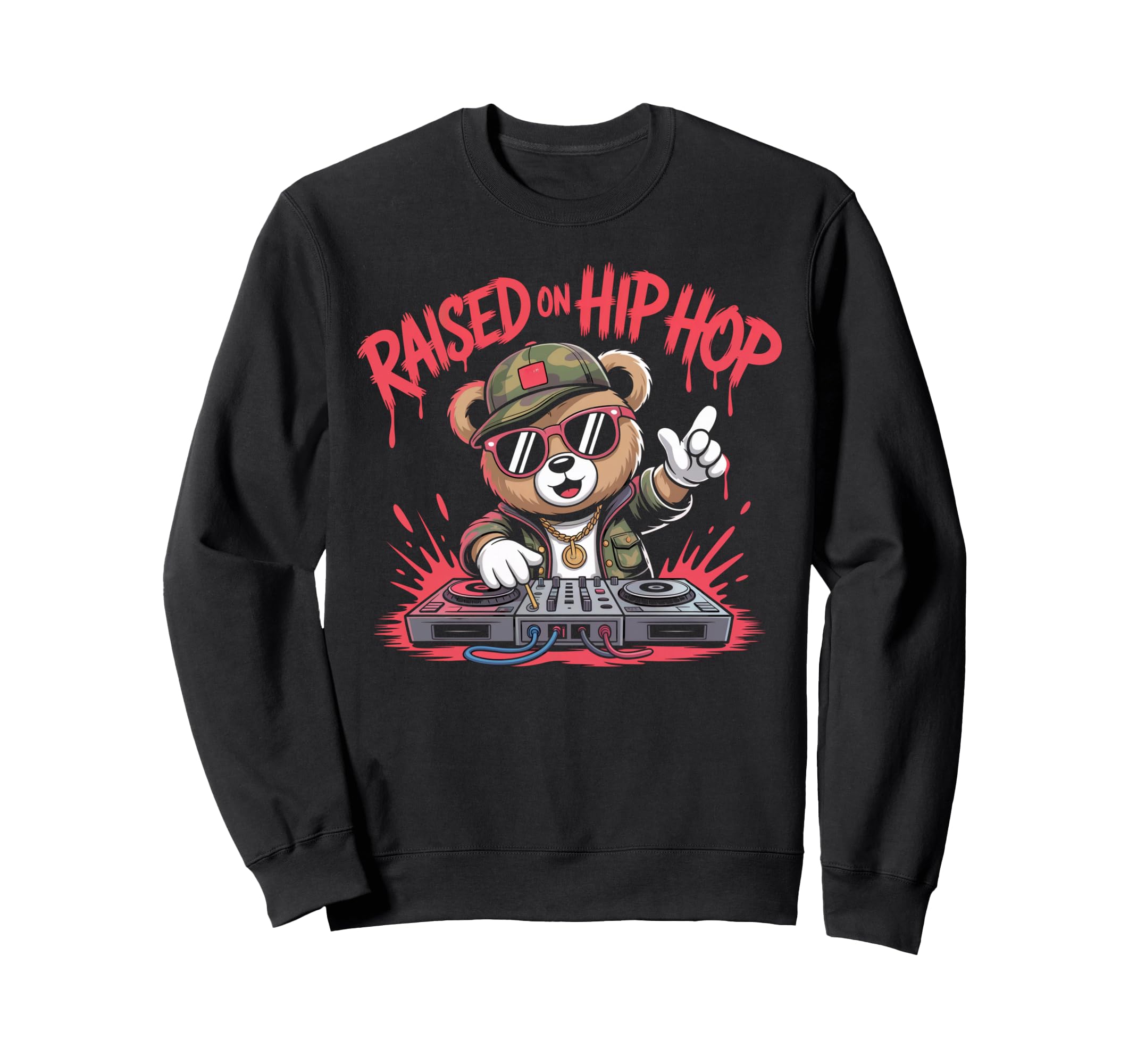 Camouflage Rapper Teddy Bear Camo 80S Sweatshirt - Graphic Print Unisex - T-Shirt, Sweatshirt, Hoodie