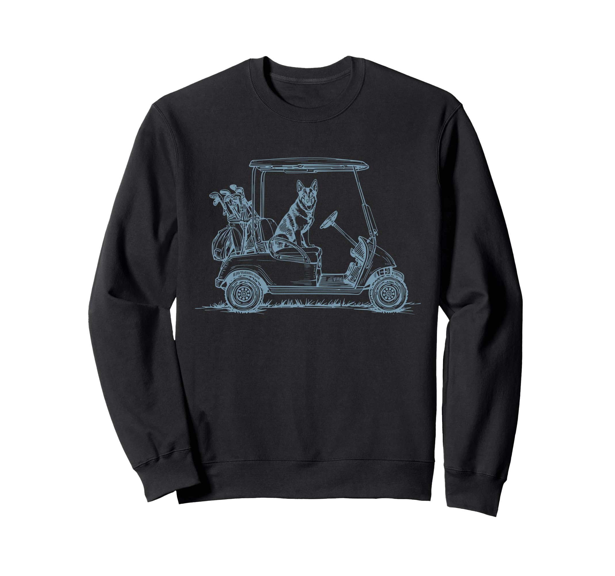 German Shepherd Dad Golf Car Sweatshirt - Minimalist Print for Adults - T-Shirt, Sweatshirt, Hoodie