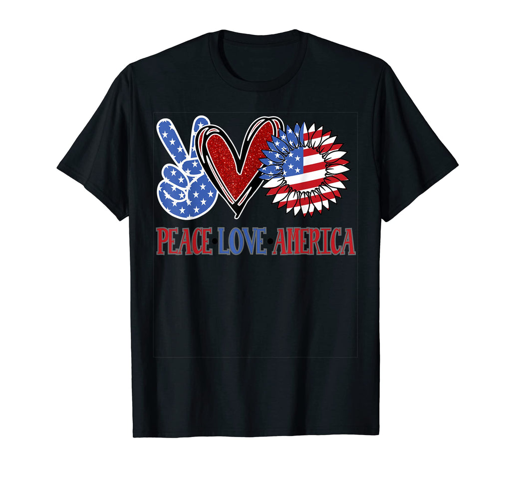 Peace Love America Sunflower T-Shirt - Fun Novelty Design Unisex - T-Shirt, Sweatshirt, Hoodie