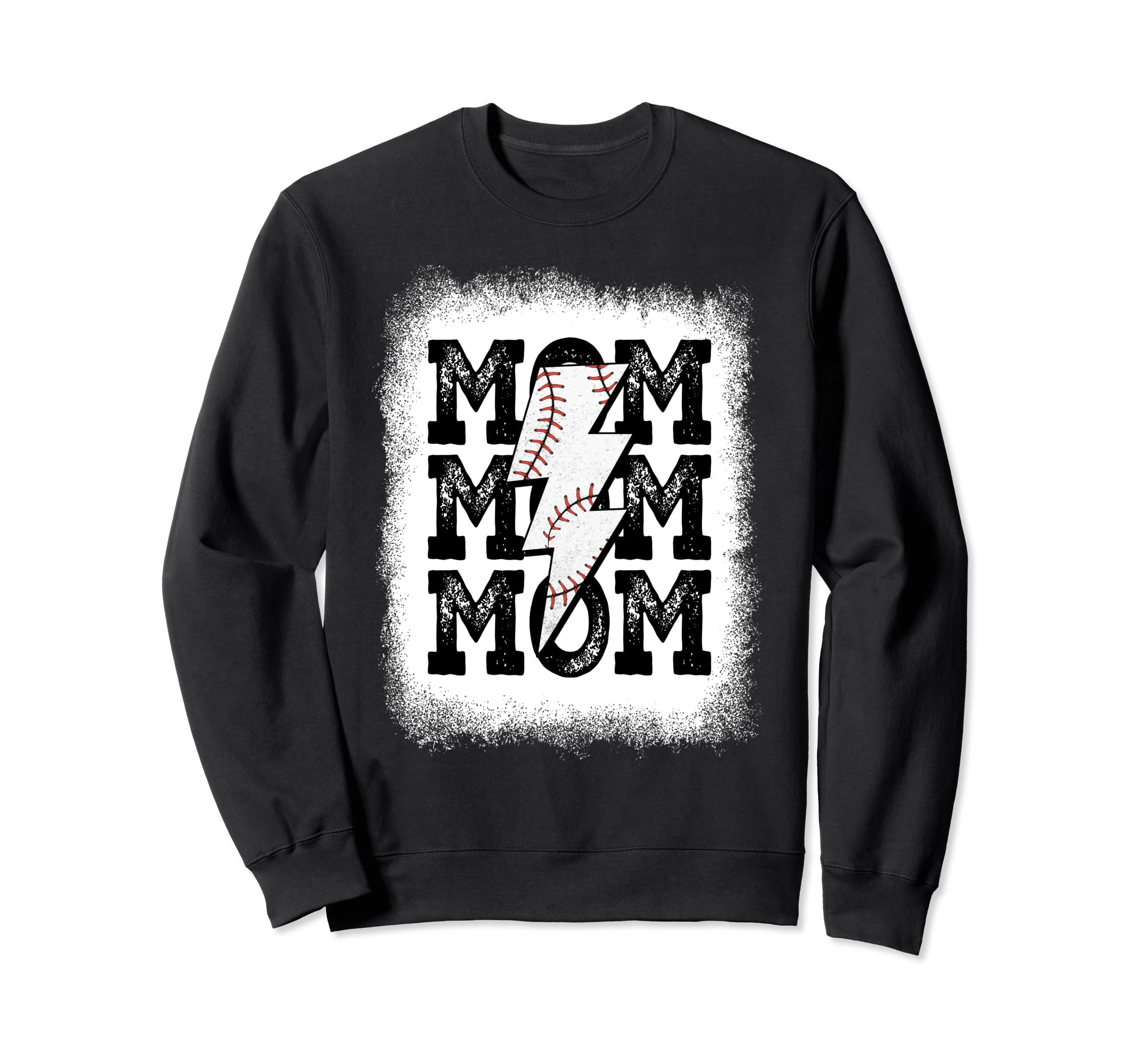 Baseball Mama Distressed Lightning Sweatshirt - Graphic Print Men Women - T-Shirt, Sweatshirt, Hoodie