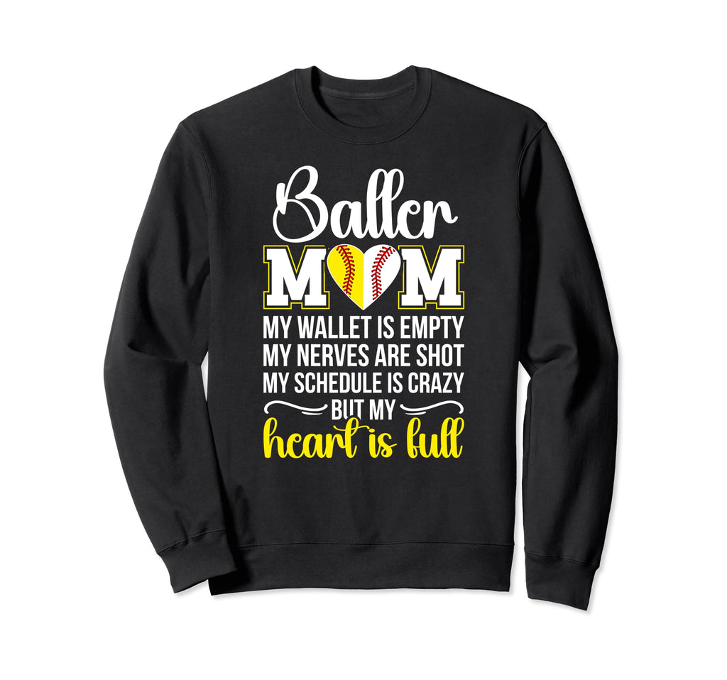 Baller Mom My Heart Is Full Sweatshirt - Minimalist Print Men Women - T-Shirt, Sweatshirt, Hoodie